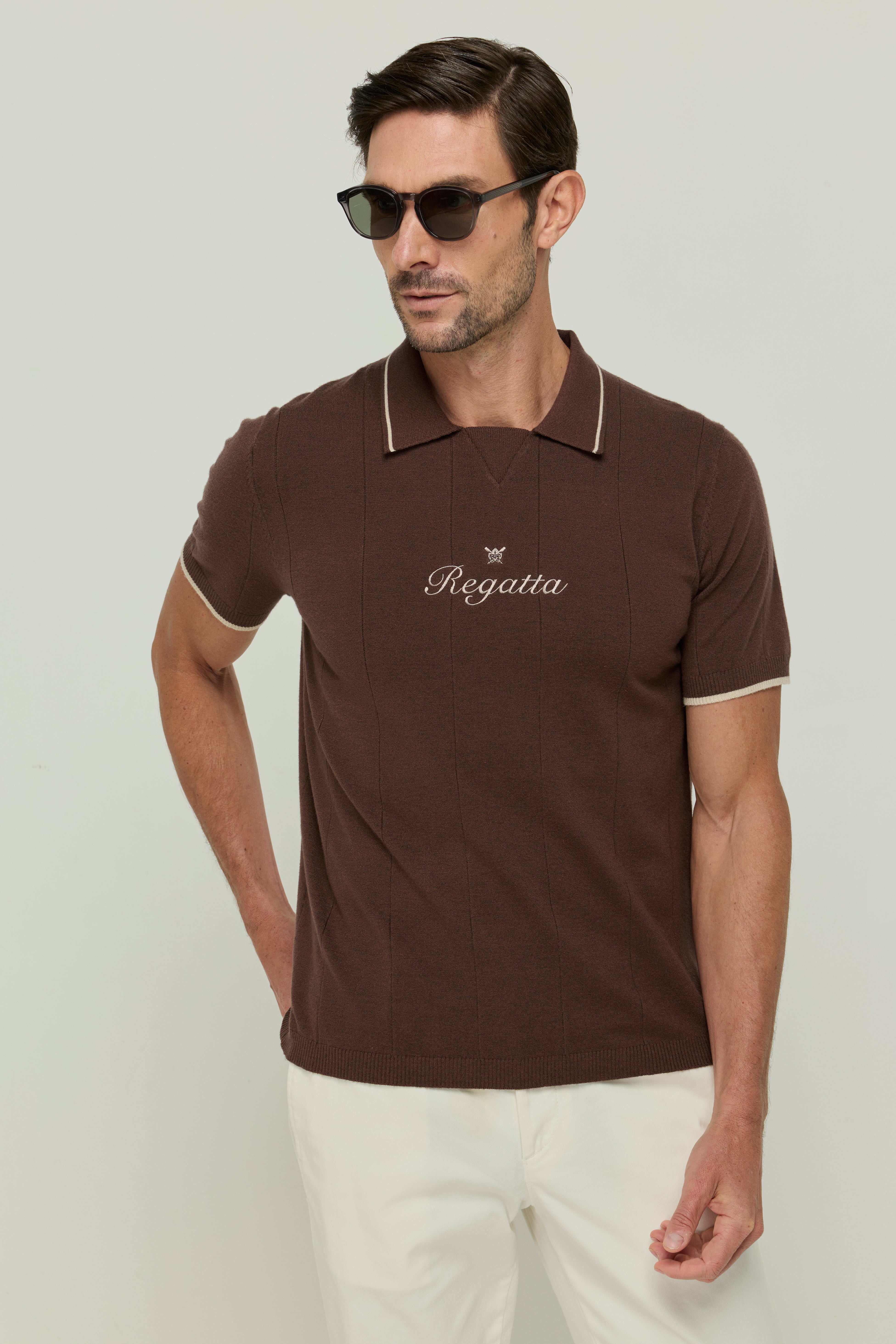 KNITWEAR RIB PIN STRIPE POLOS