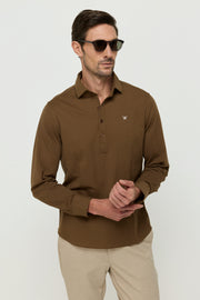 เสื้อเชิ้ตแขนสั้นลายทางย้อมสี