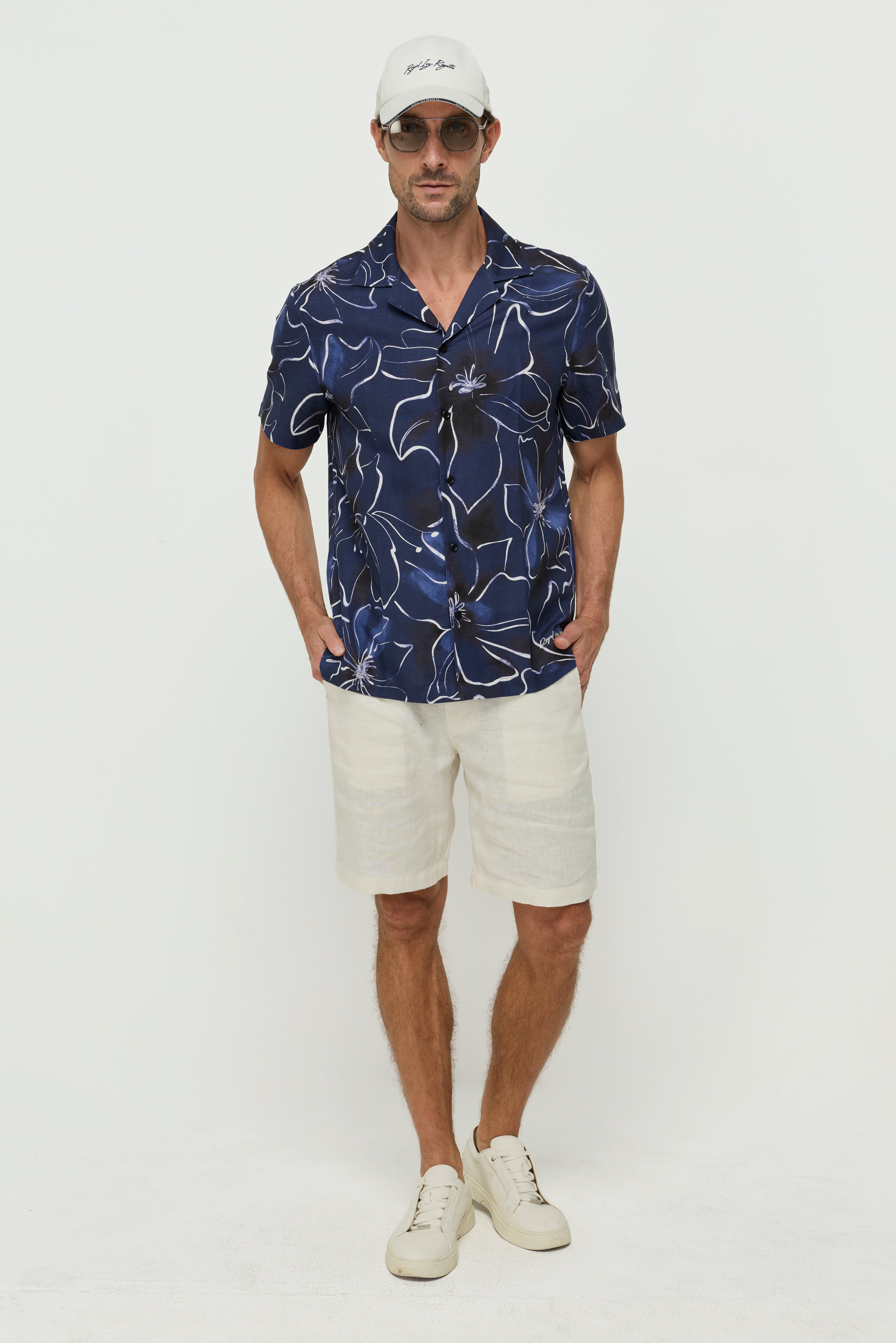 NAVY PRINTED FLORAL SHIRTS