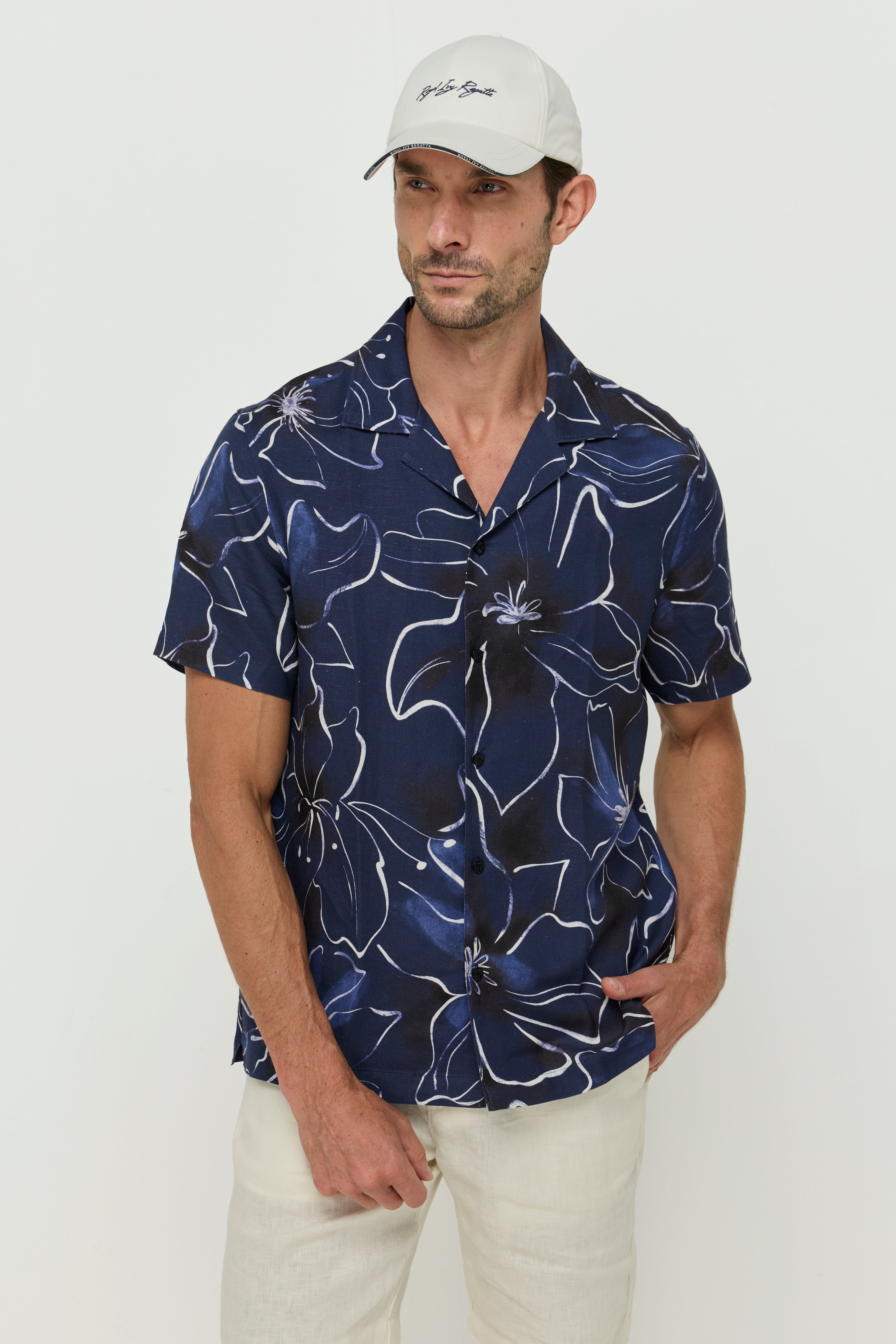 NAVY PRINTED FLORAL SHIRTS