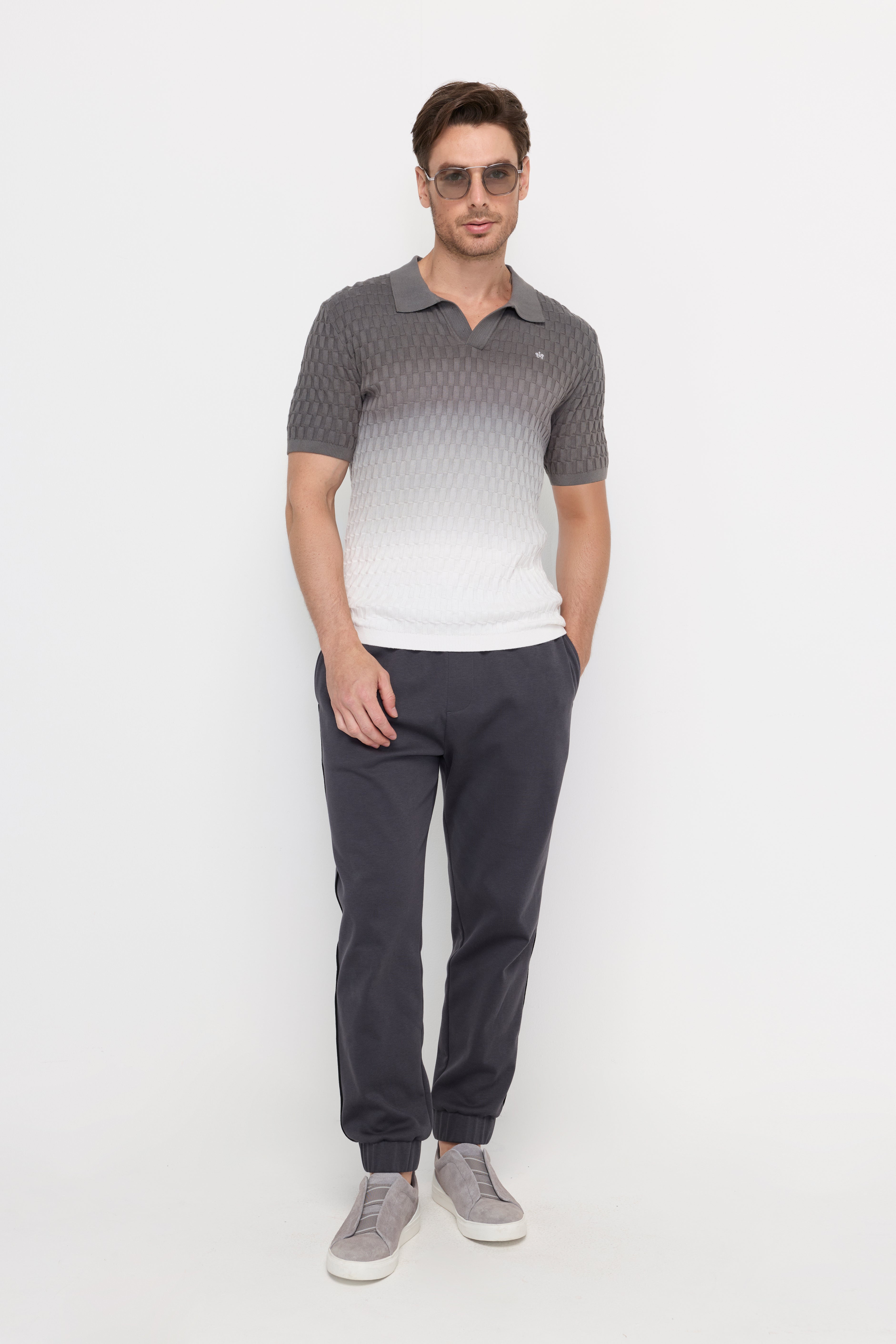 SHORT SLEEVE KNITWEAR DIP DYED POLO