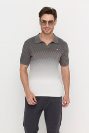 SHORT SLEEVE KNITWEAR DIP DYED POLO