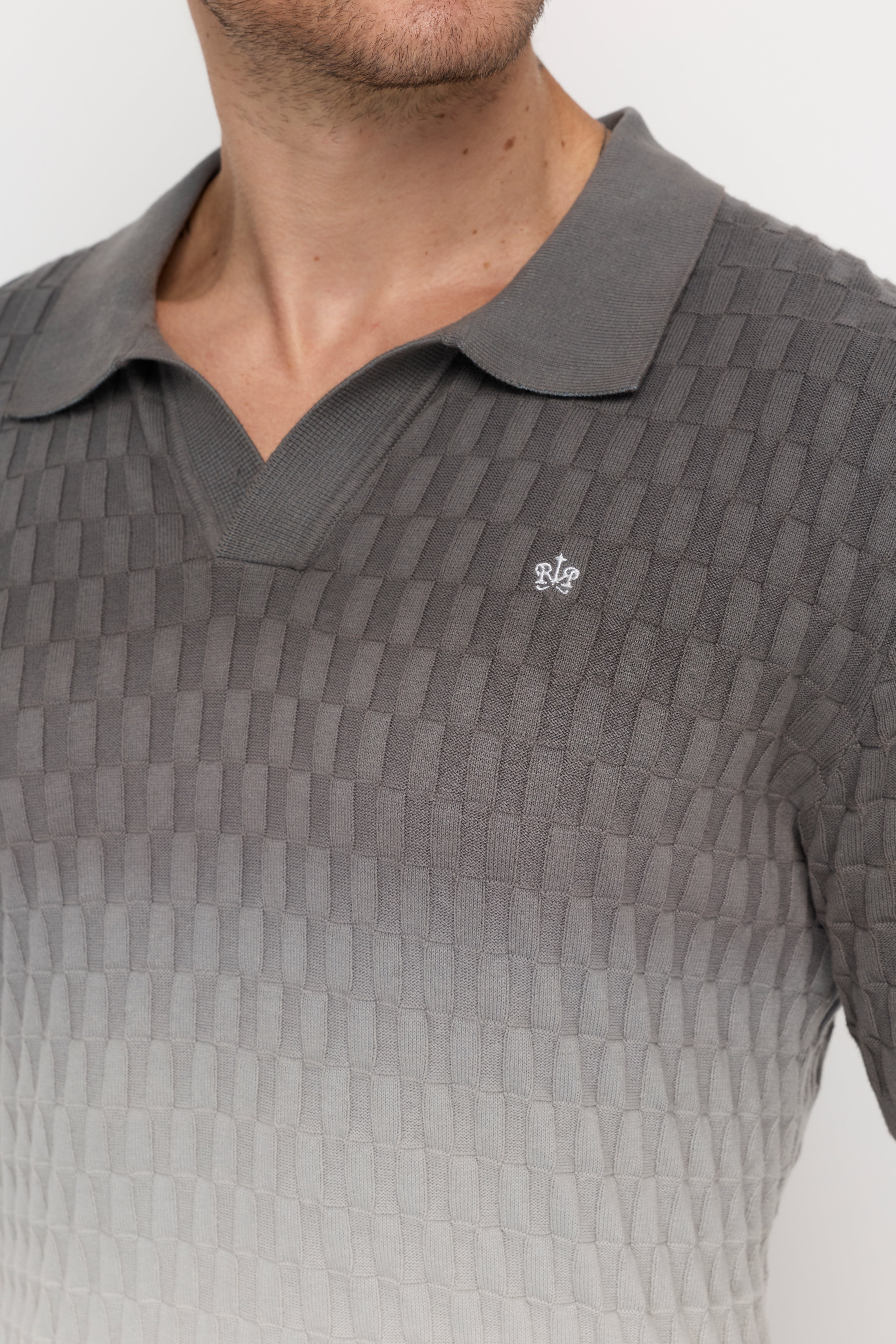 SHORT SLEEVE KNITWEAR DIP DYED POLO