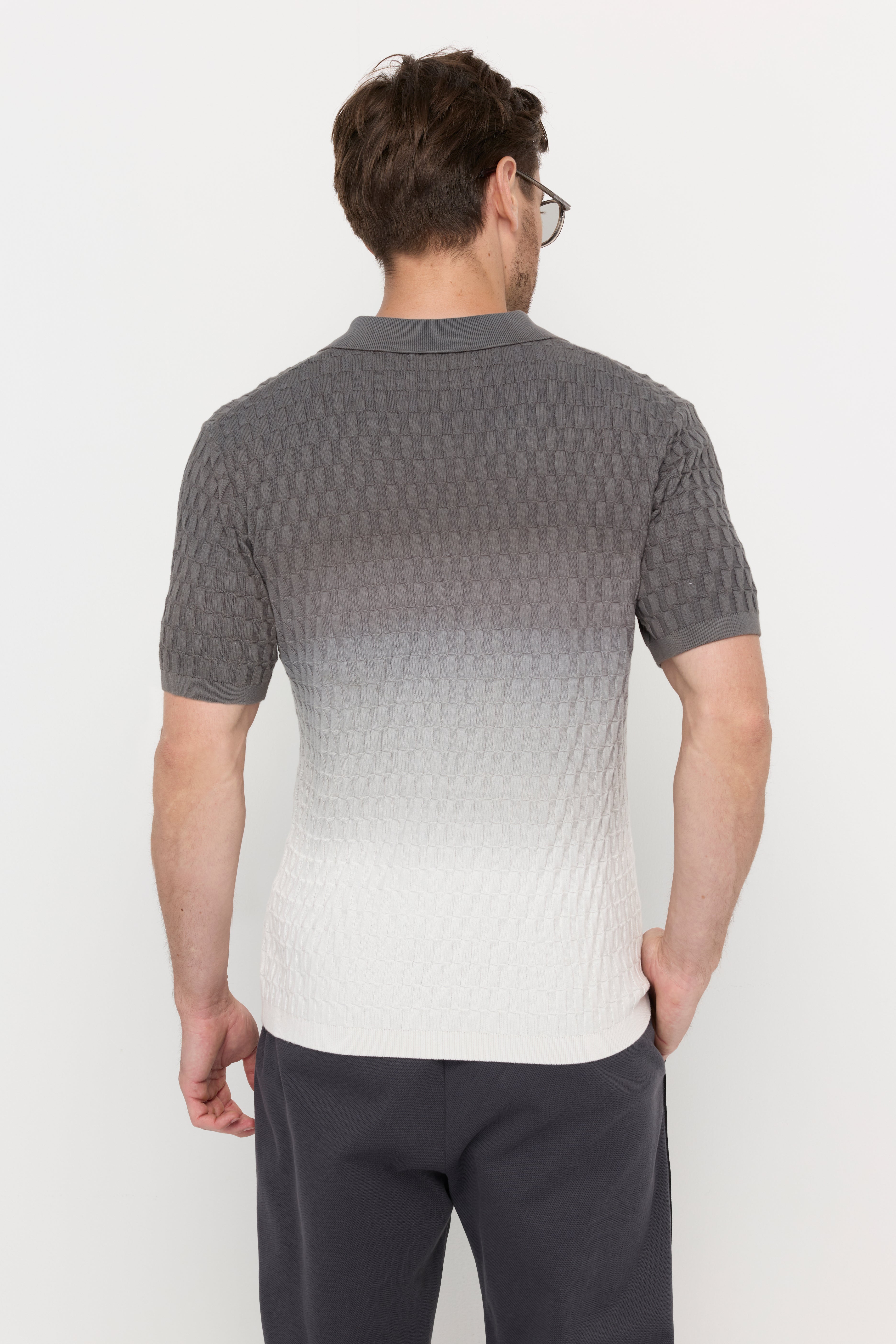 SHORT SLEEVE KNITWEAR DIP DYED POLO