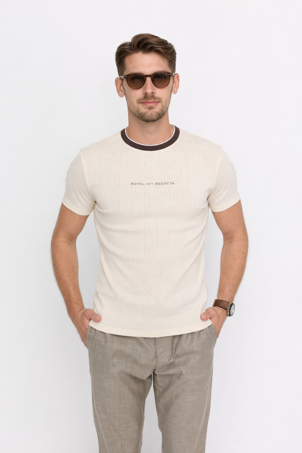 CONTRAST COLLAR LOGO T-SHIRT