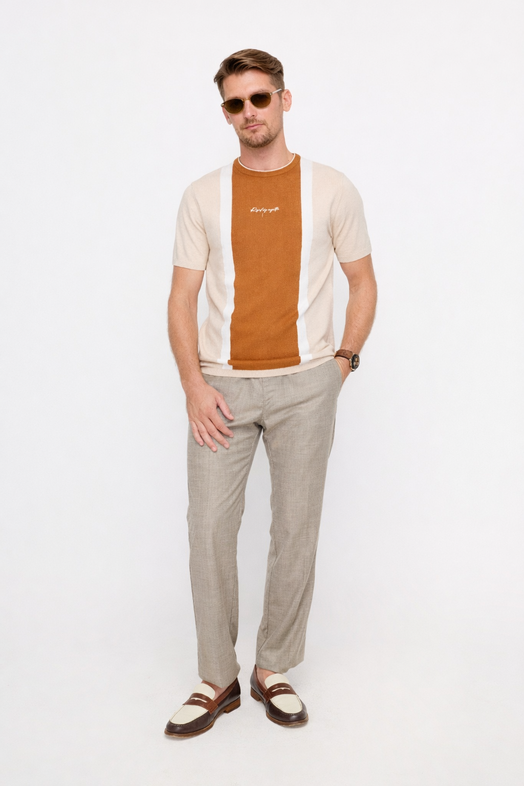 COLORBLOCK KNIT PANEL T-SHIRT