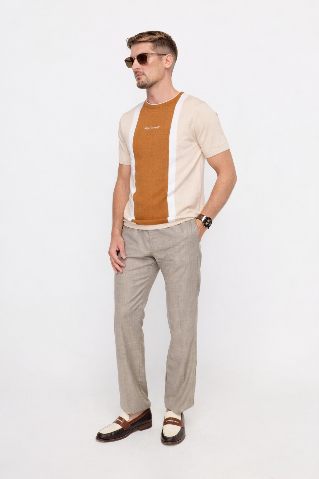 COLORBLOCK KNIT PANEL T-SHIRT