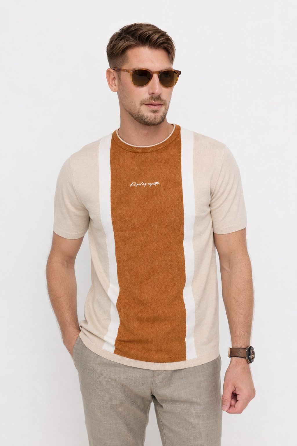 COLORBLOCK KNIT PANEL T-SHIRT