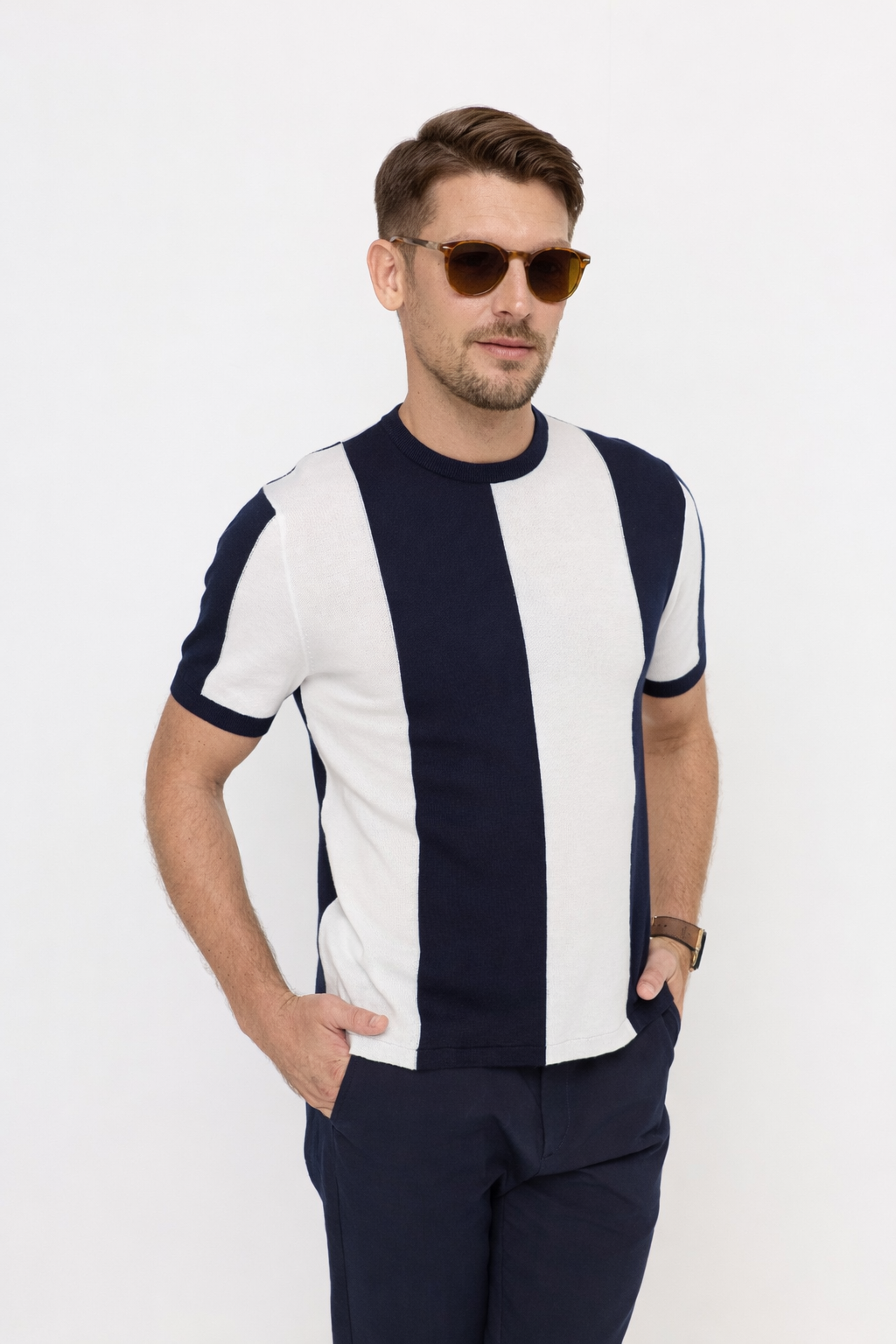 KNITWEAR COLOR BLOCK T-SHIRT