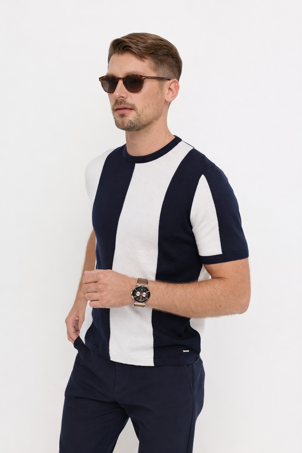 KNITWEAR COLOR BLOCK T-SHIRT