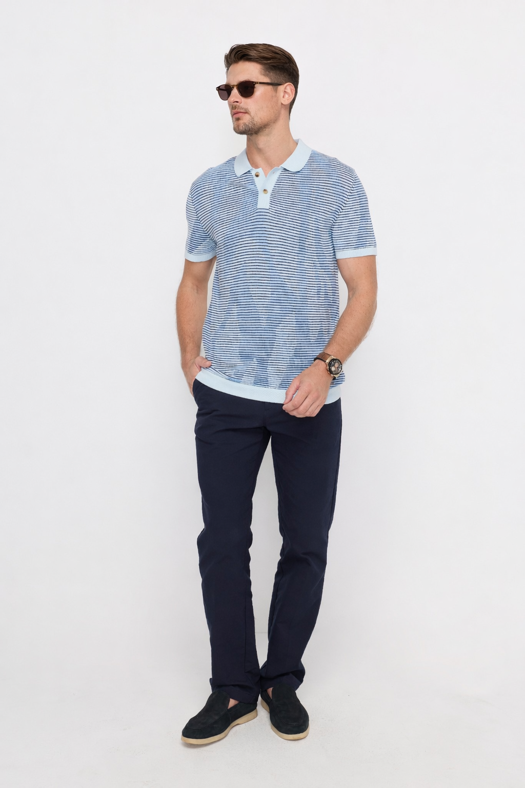 KNITWEAR FLORAL TEXTURE POLO