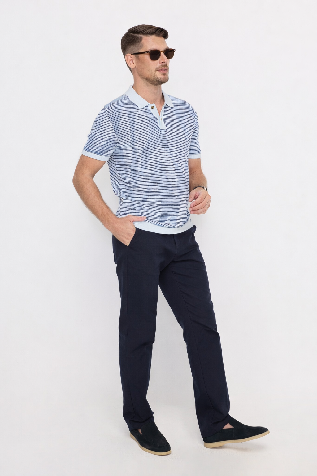 KNITWEAR FLORAL TEXTURE POLO