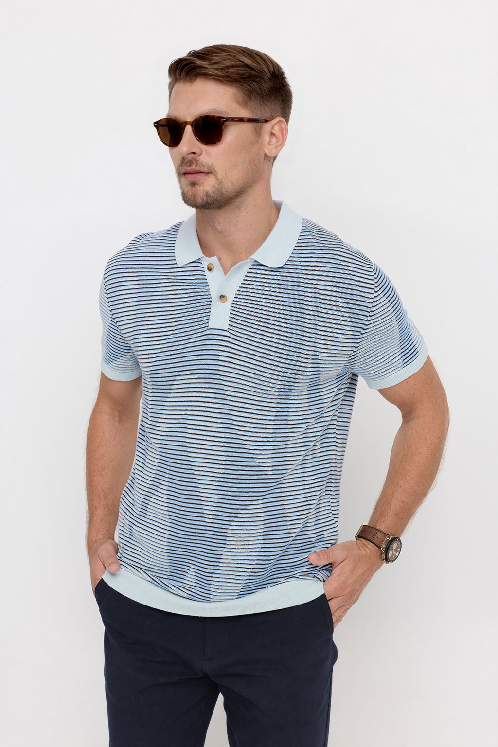 KNITWEAR FLORAL TEXTURE POLO