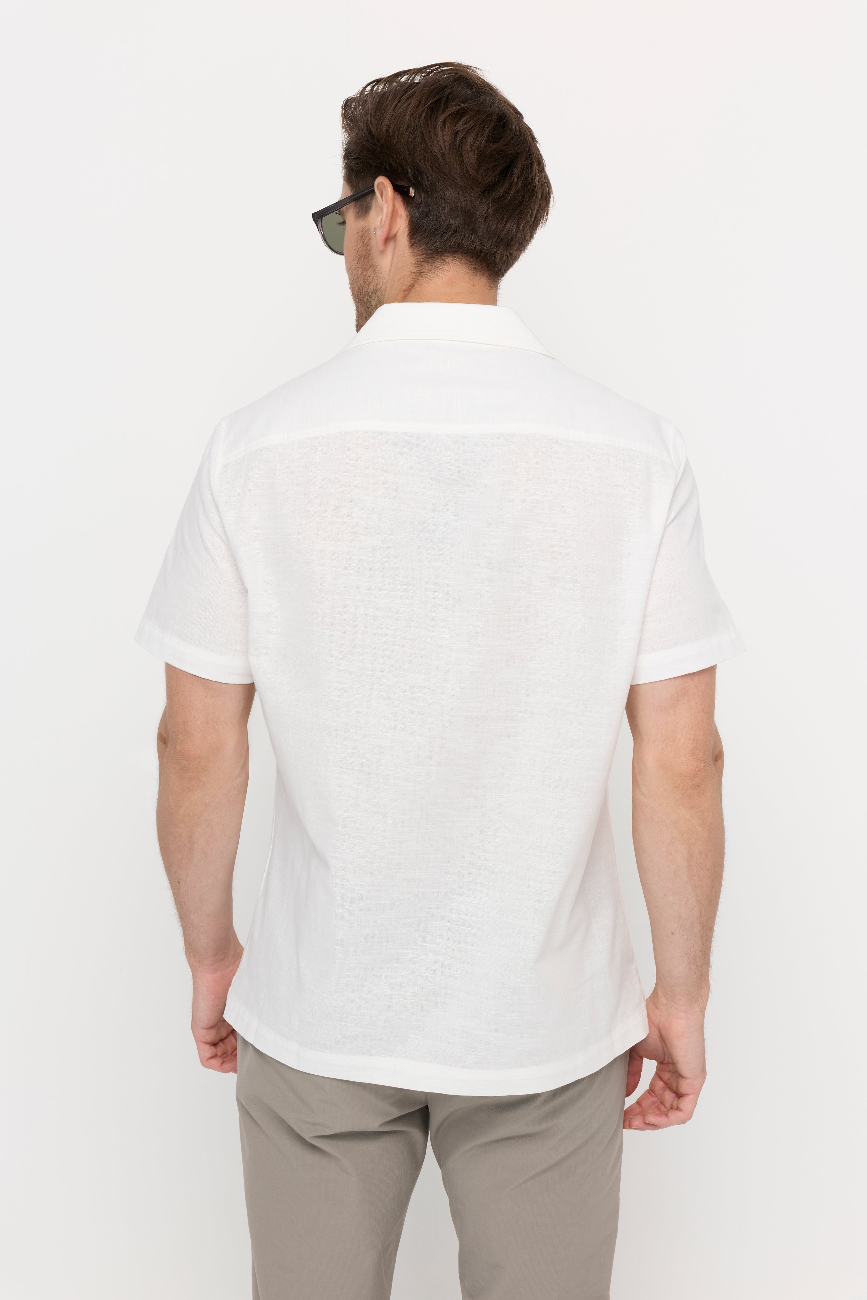 IVORY BOTANICAL EMBROIDERED CAMP COLLAR SHIRT