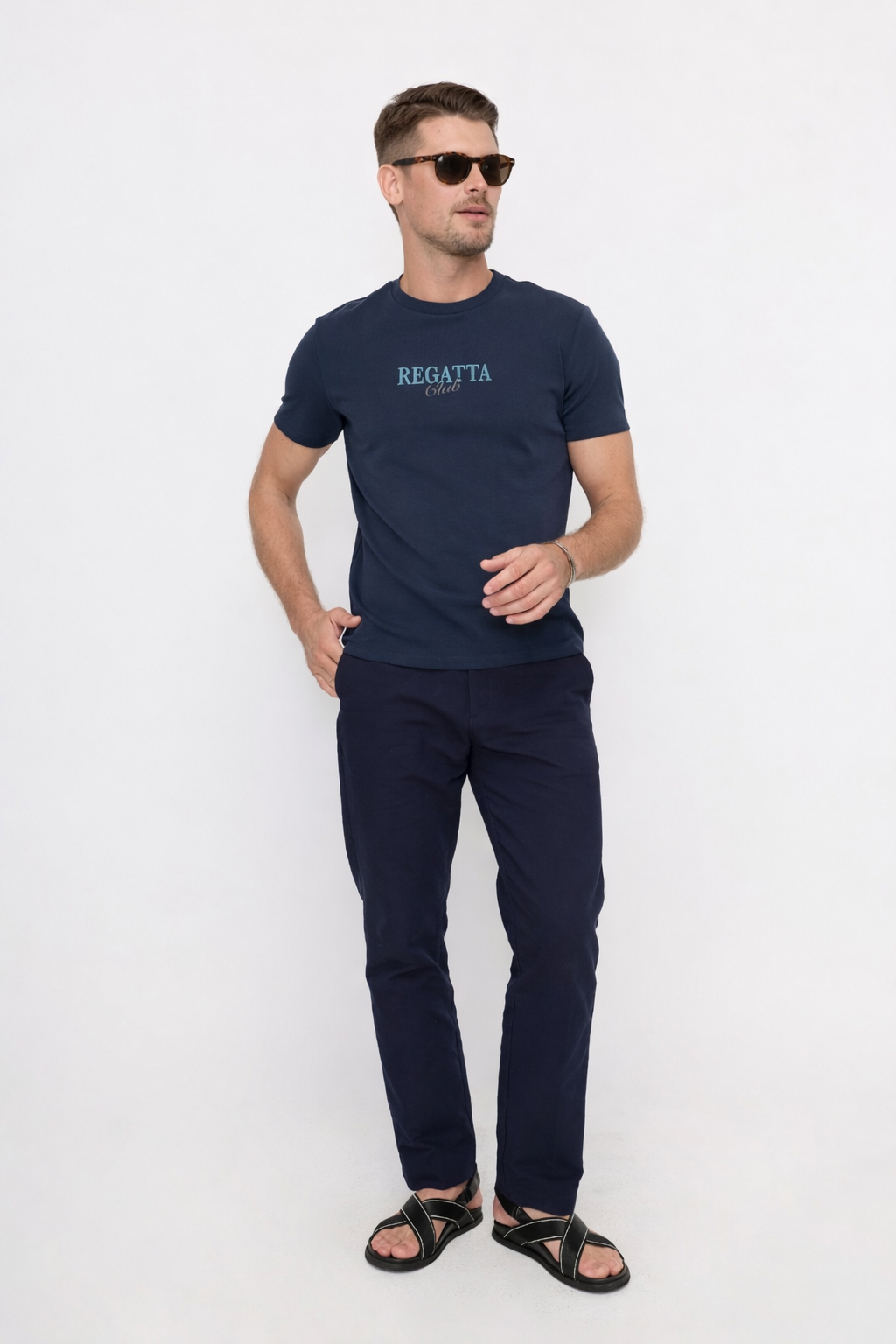 MIDNIGHT BLUE RELAXED-FIT COTTON T-SHIRT