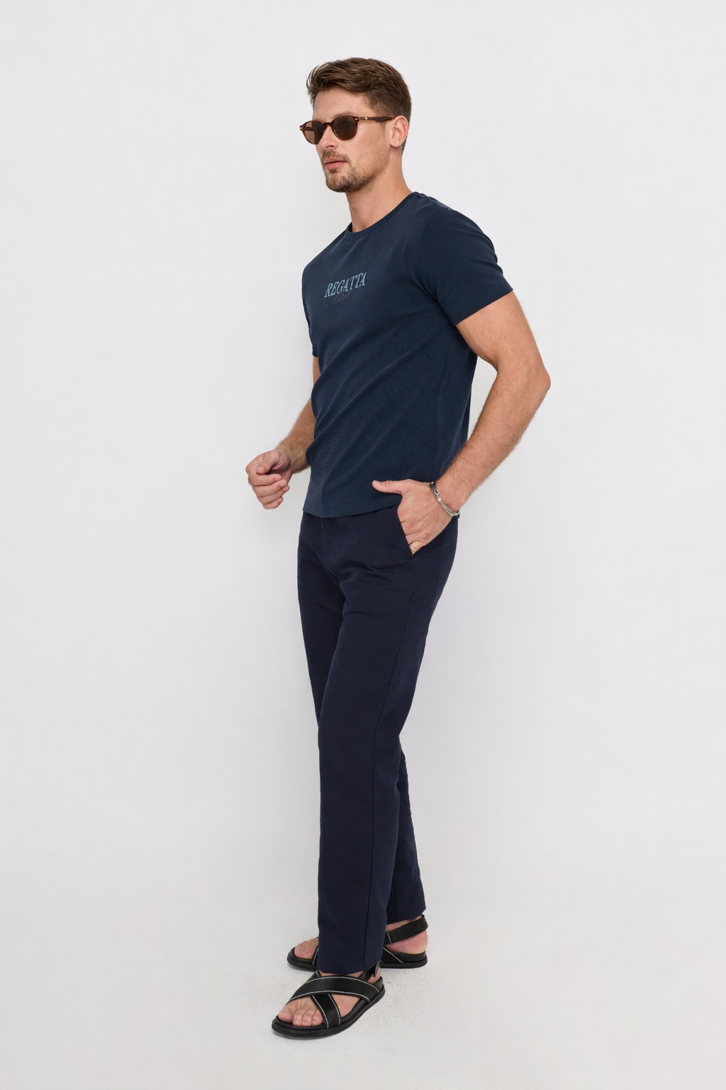 MIDNIGHT BLUE RELAXED-FIT COTTON T-SHIRT