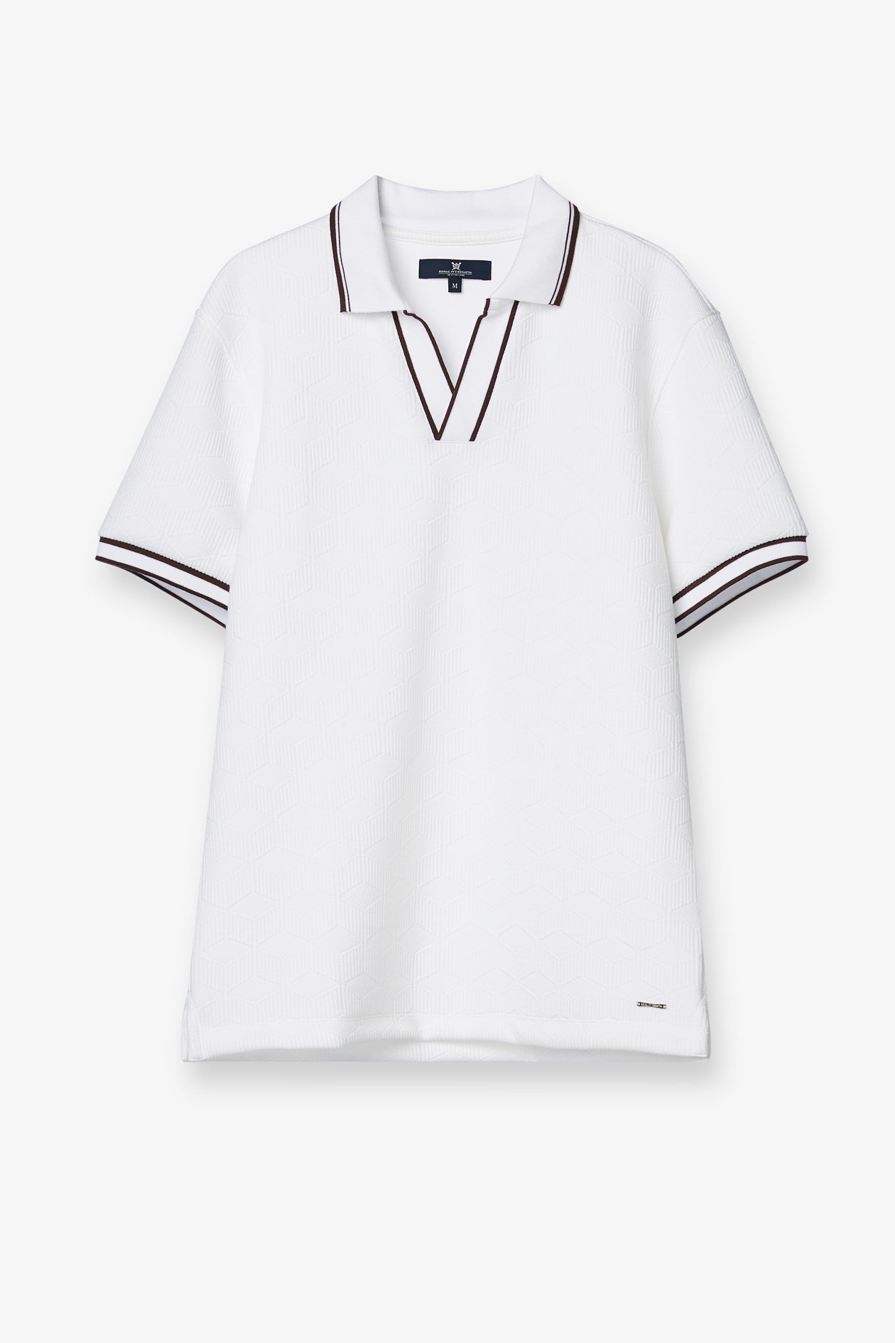 TEXTURED OPEN COLLAR POLO SHIRT