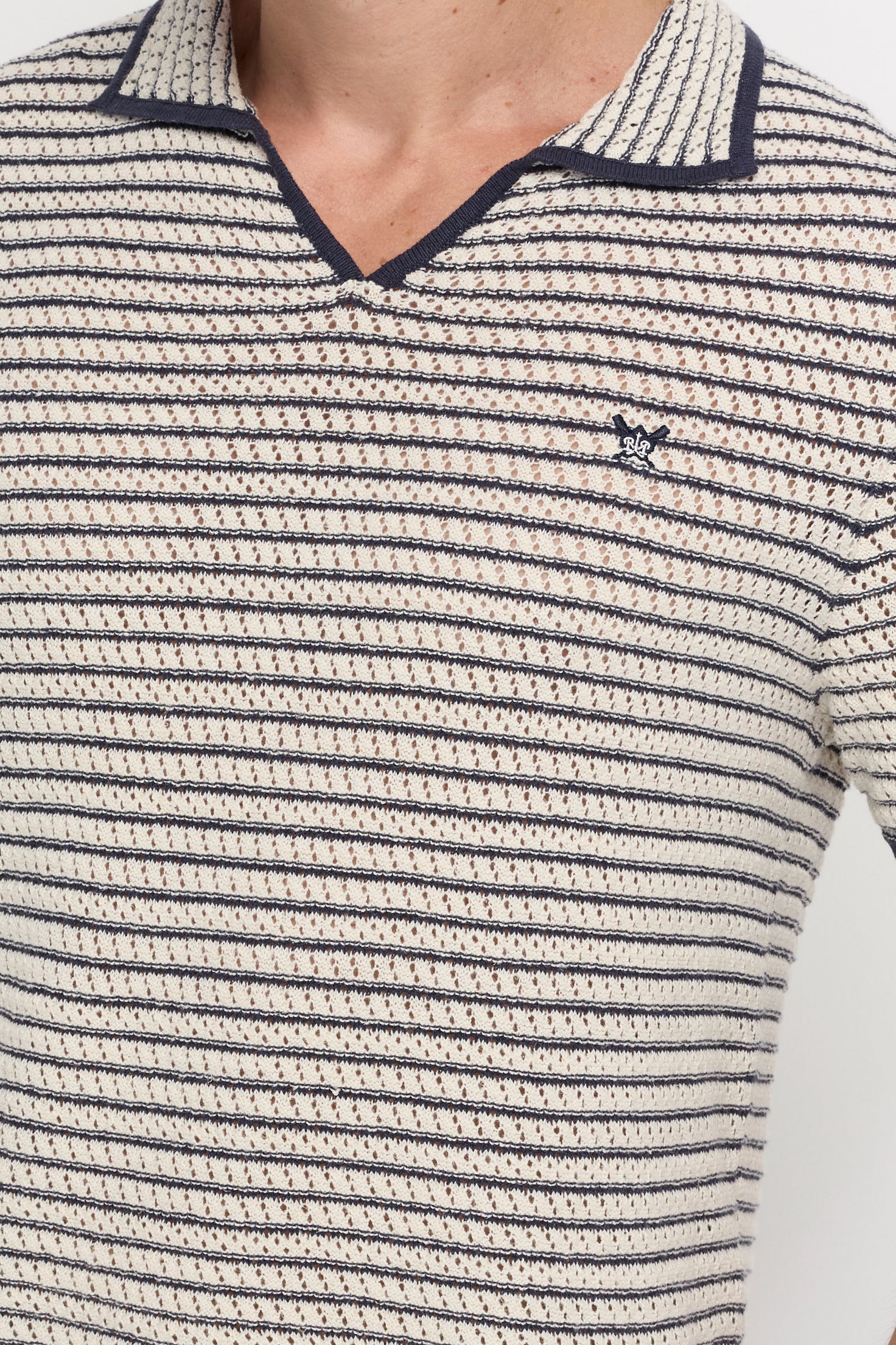 SAND STRIPE KNIT POLO