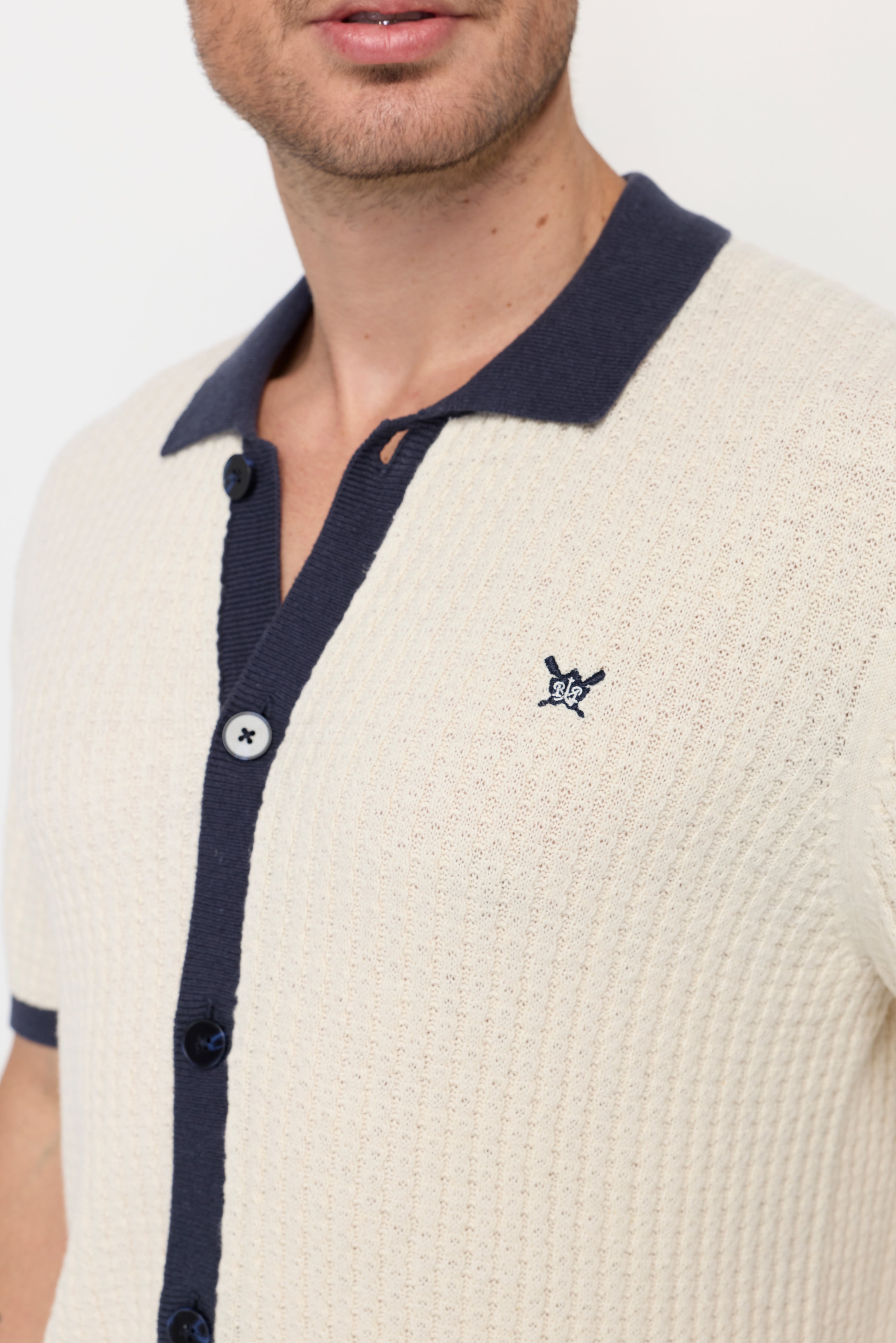 IVORY CONTRAST KNIT POLO