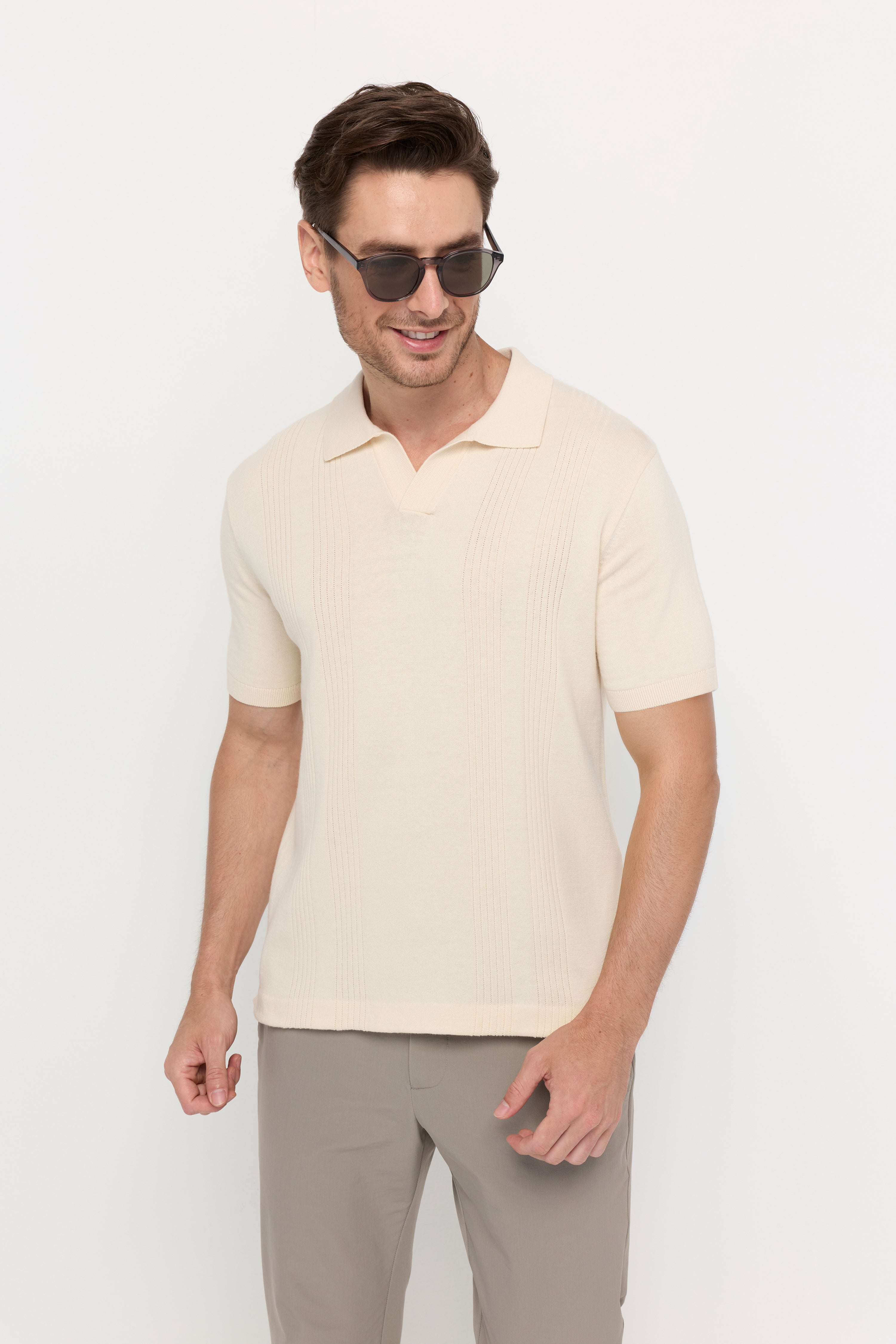 IVORY LINE KNIT POLO