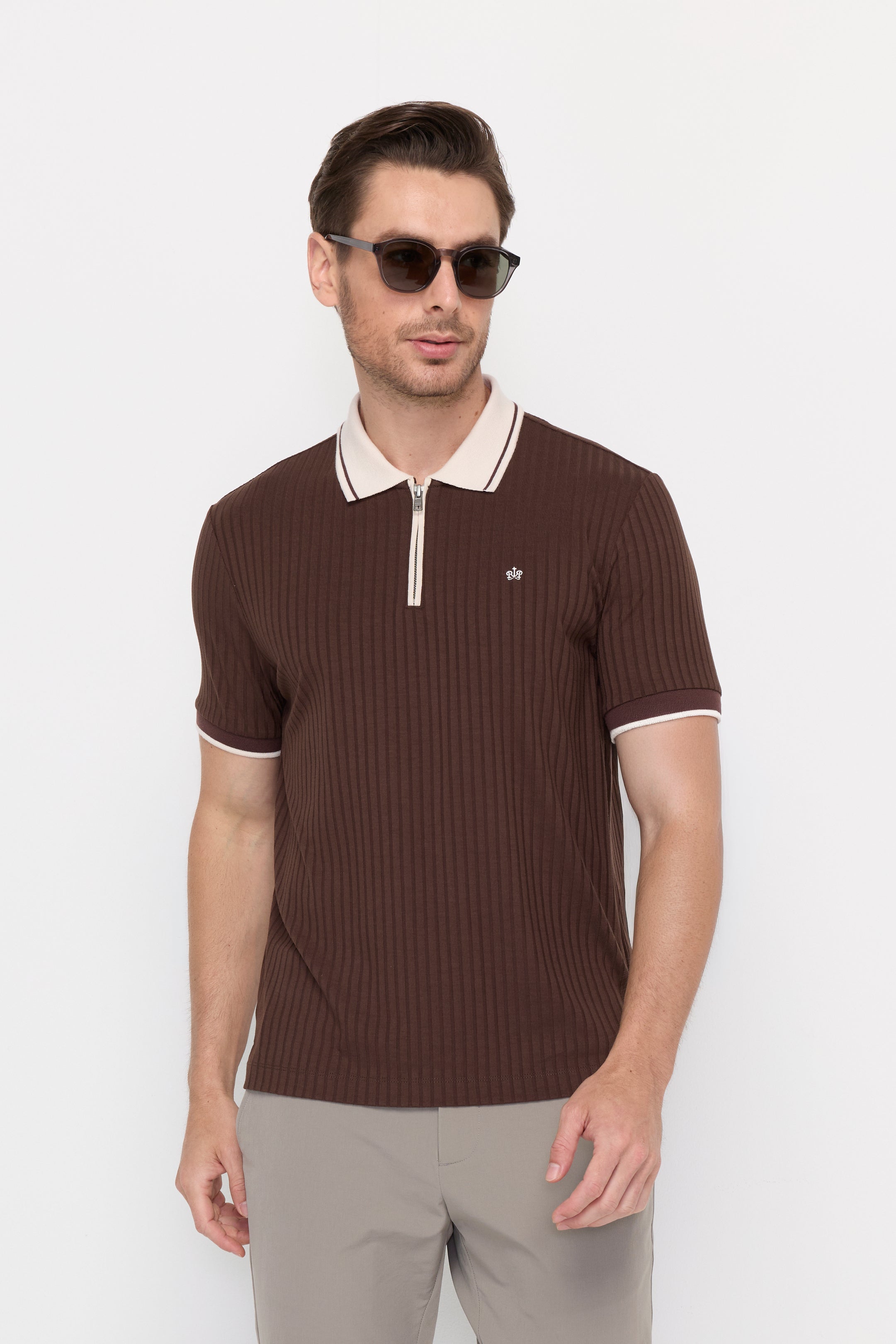 HERITAGE RIBBED ZIP POLO