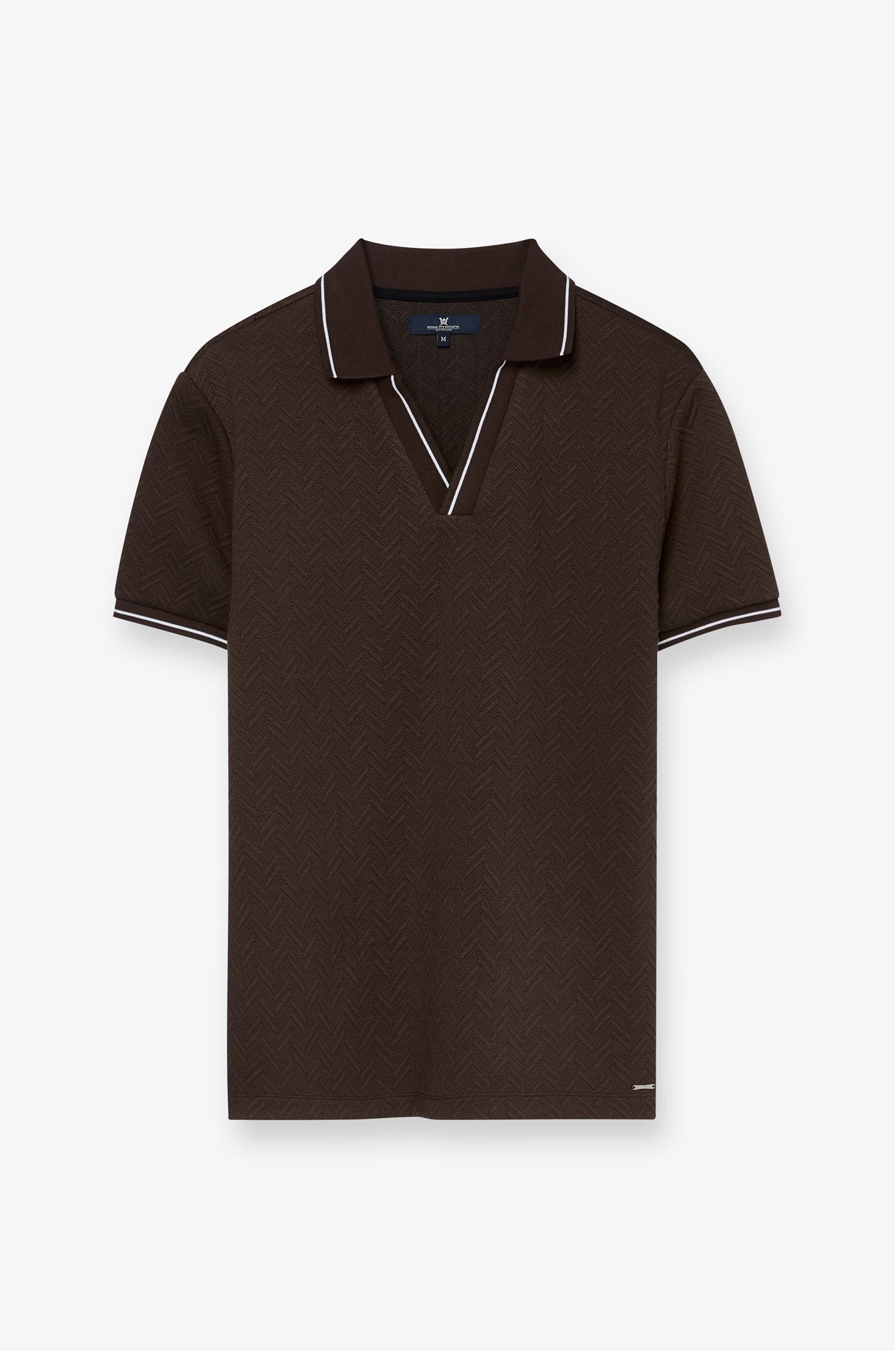 JACQUARD TEXTURE OPEN-COLLAR POLO