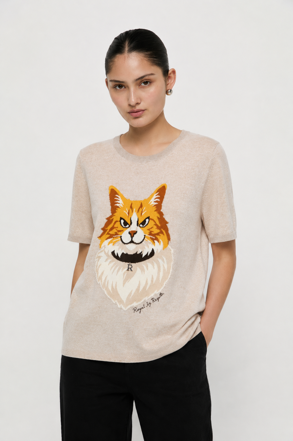 FELINE GRAPHIC KNITTED TEE