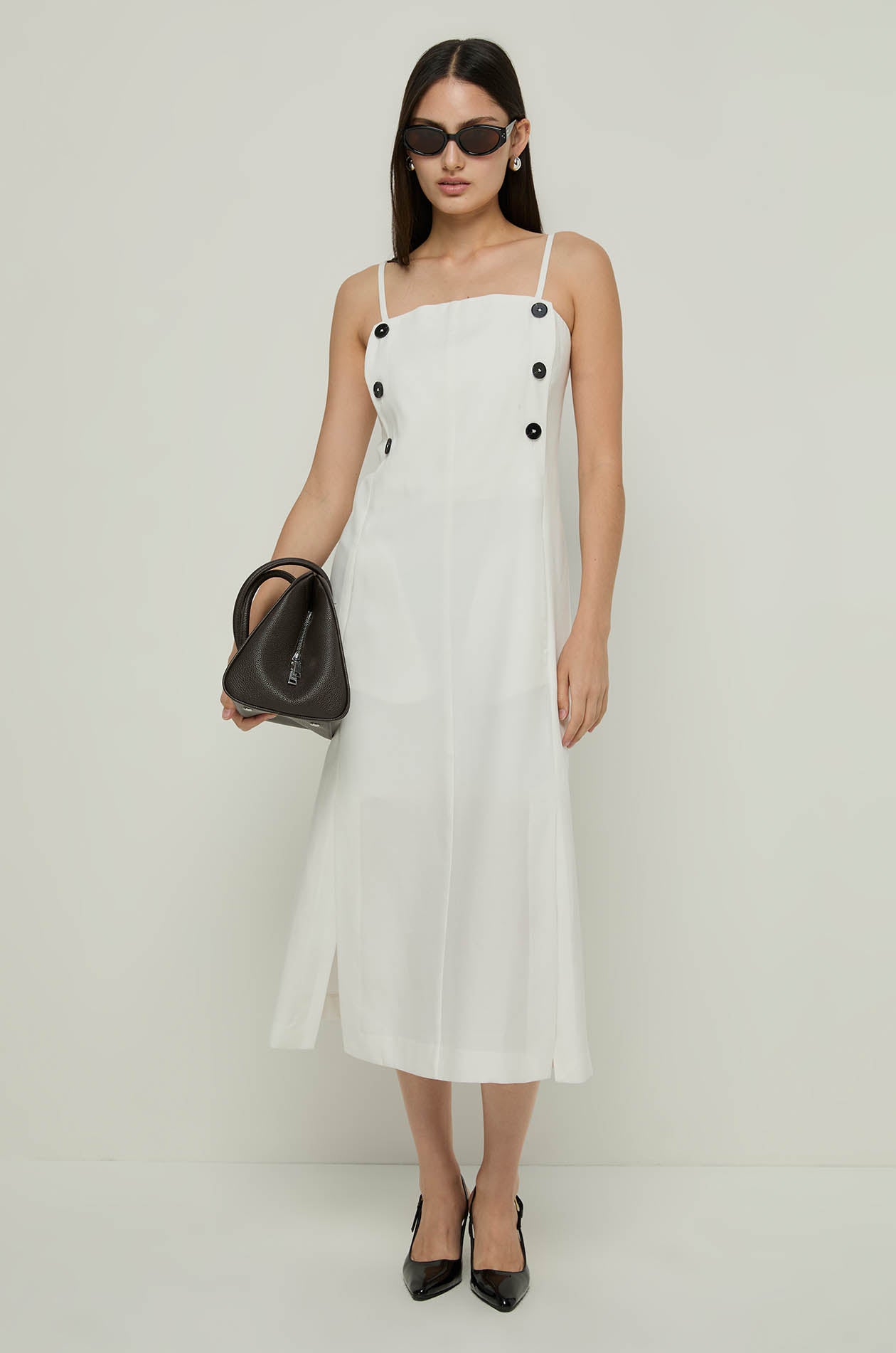 SIDE BUTTON MIDI DRESS