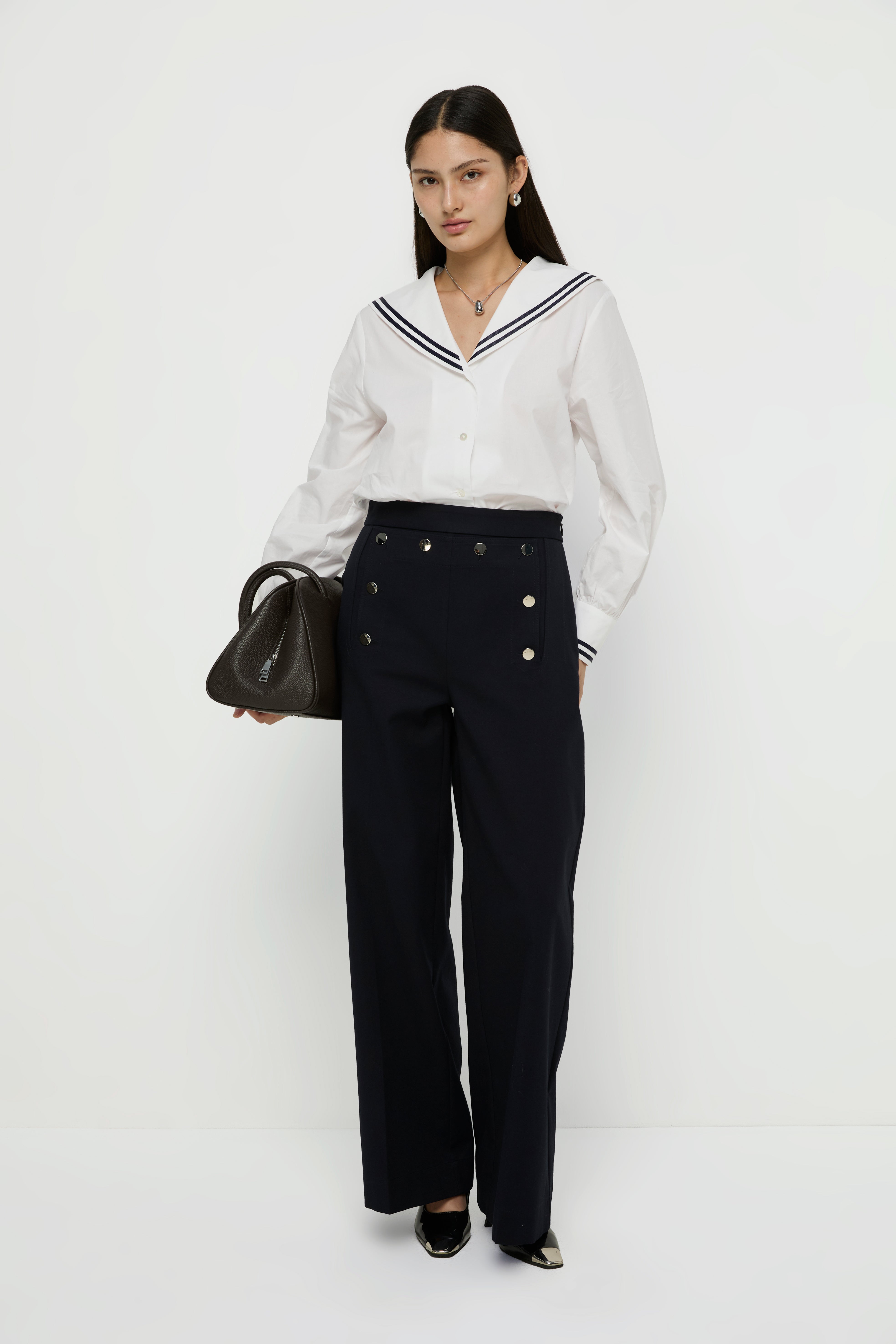 BUTTONED WIDE LEG PANTS