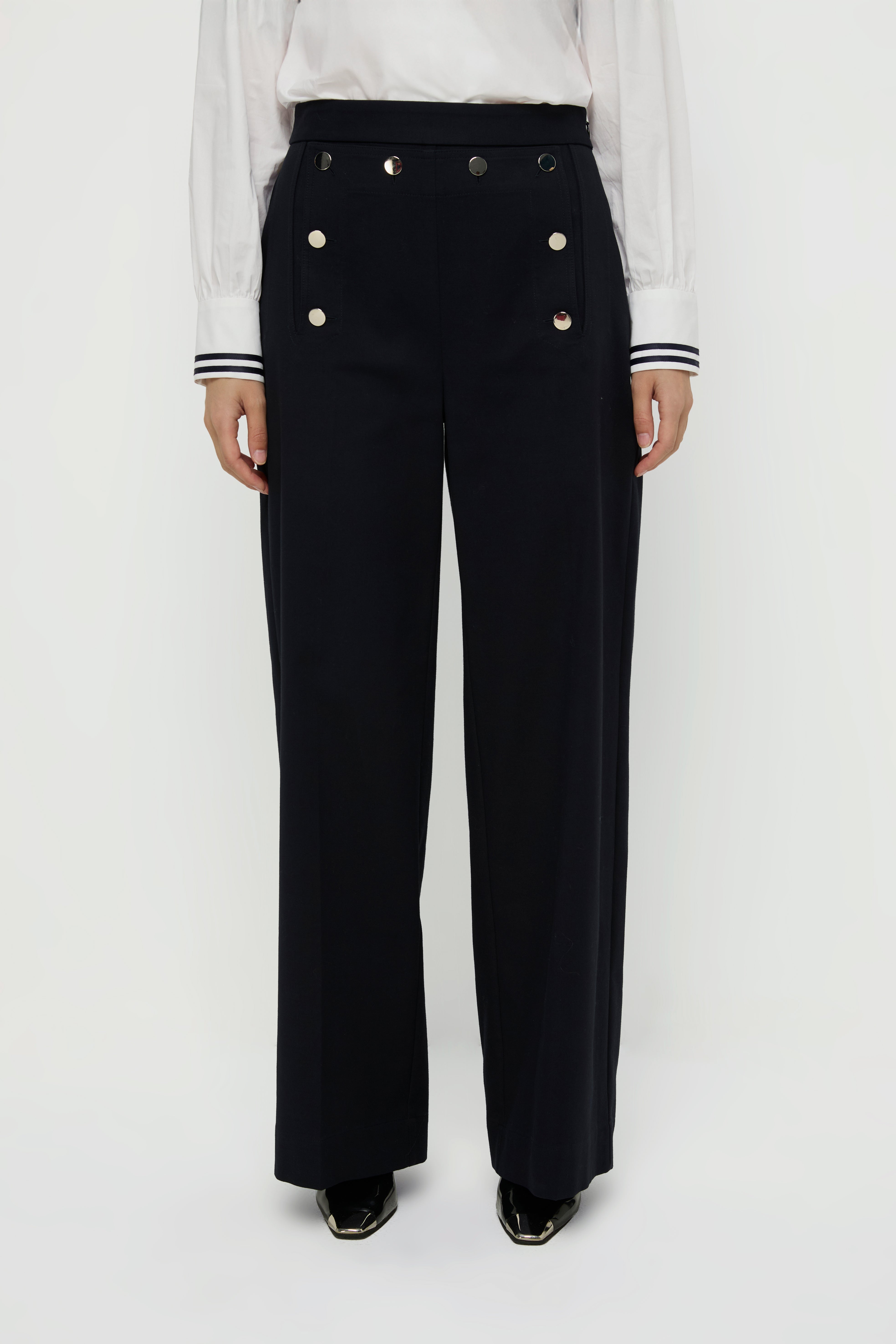 BUTTONED WIDE LEG PANTS