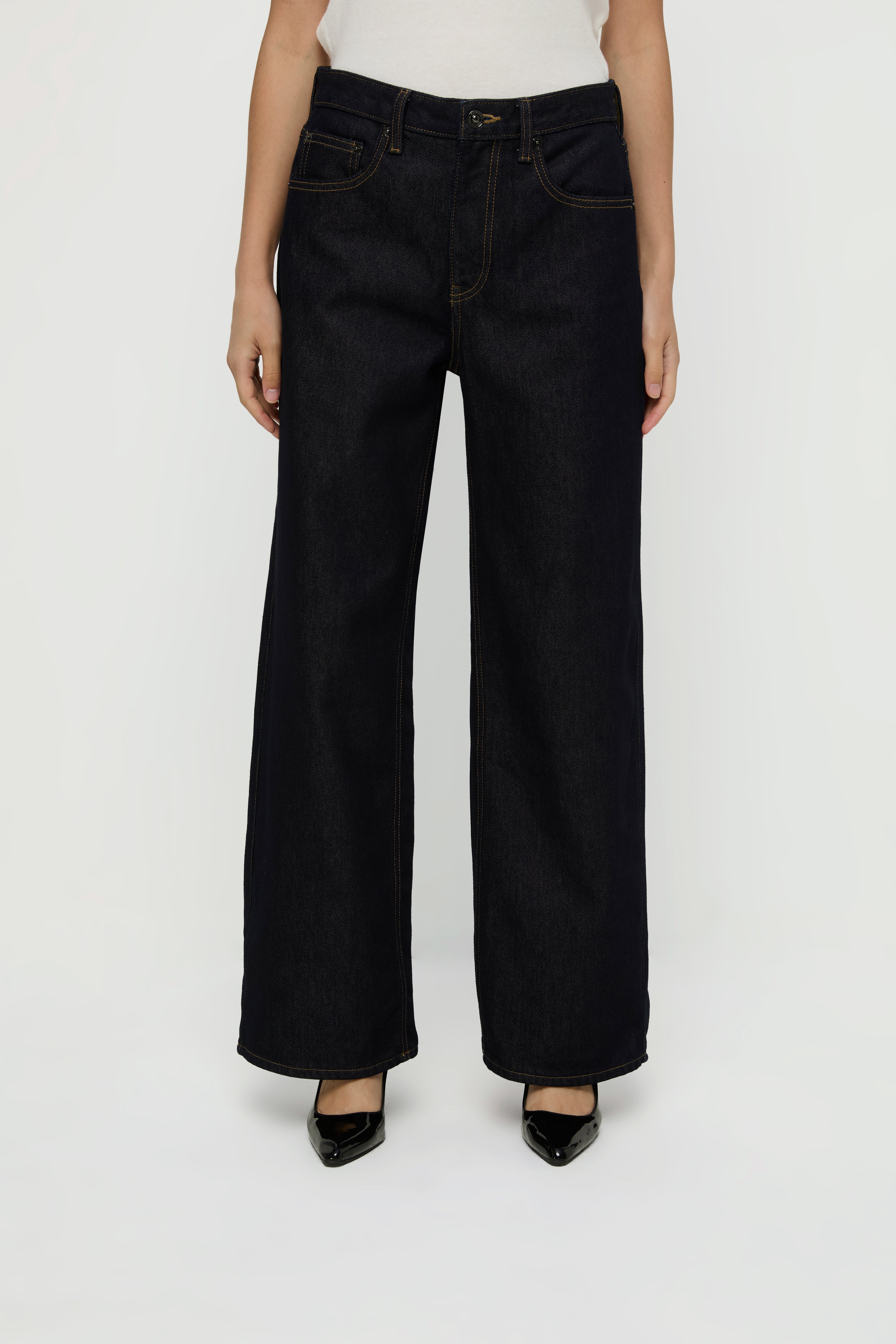 INDIGO HIGH-RISE WIDE LEG JEANS