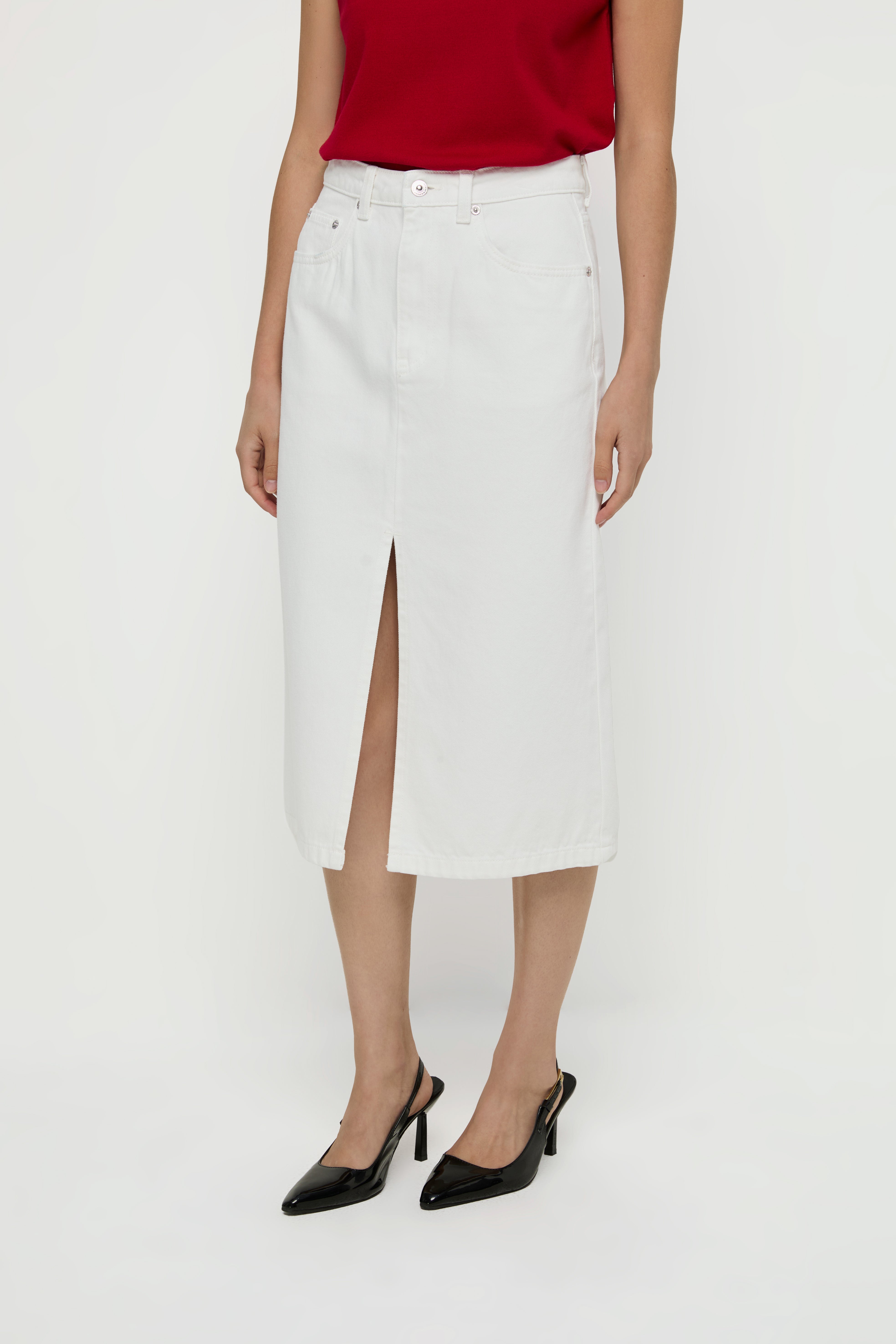 FRONT SLIT DENIM SKIRT