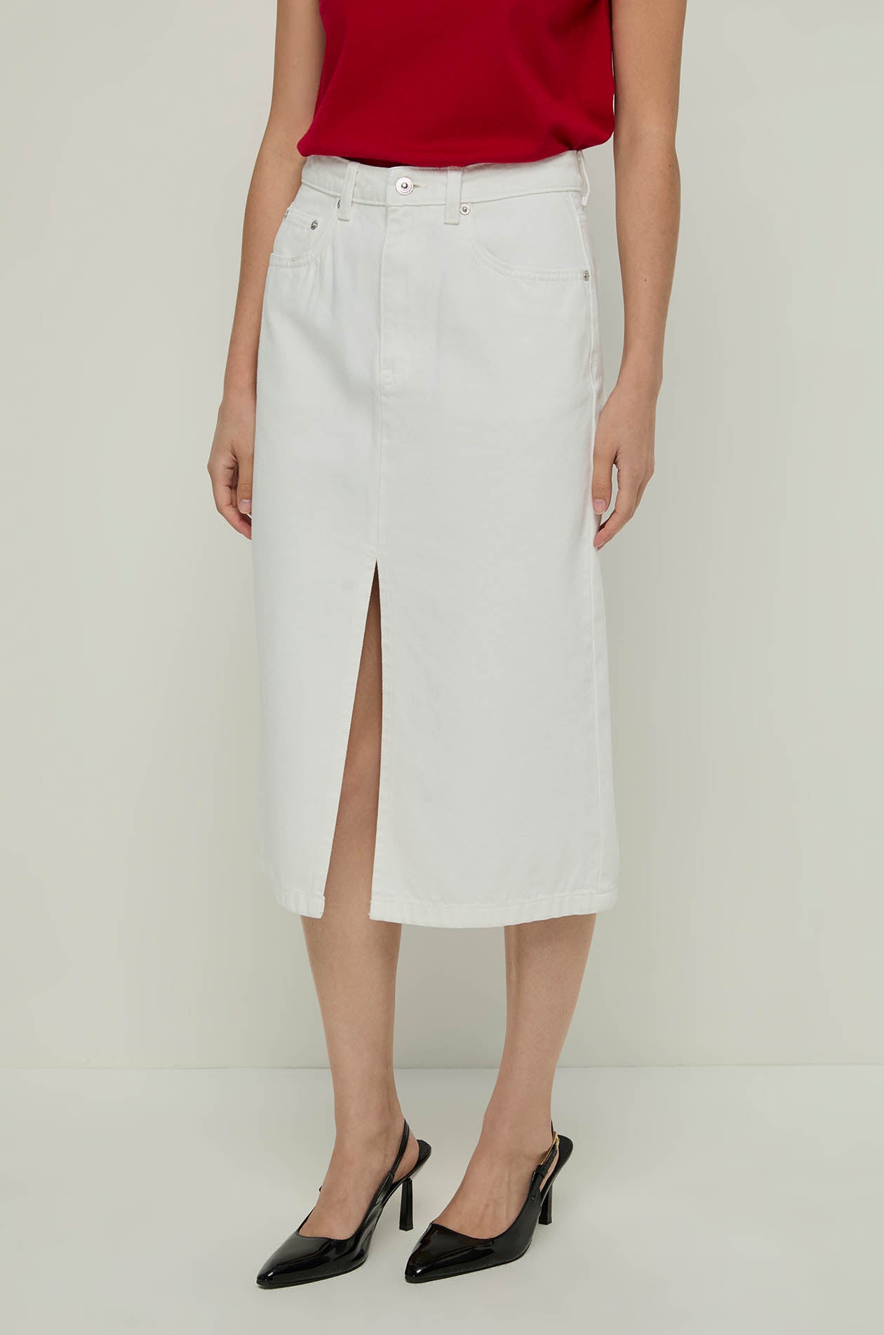 FRONT SLIT DENIM SKIRT