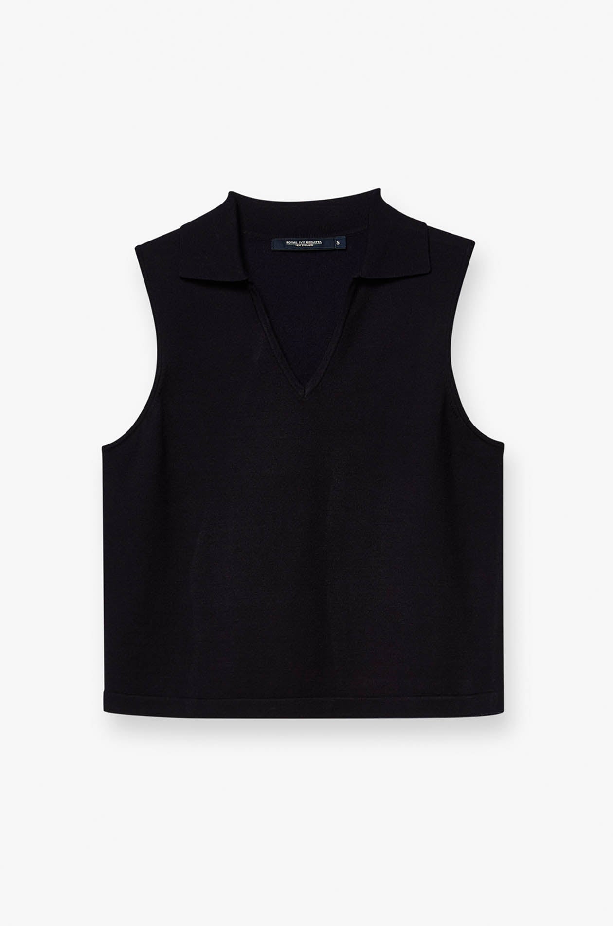 KNITTED COLLARED V-NECK TOP