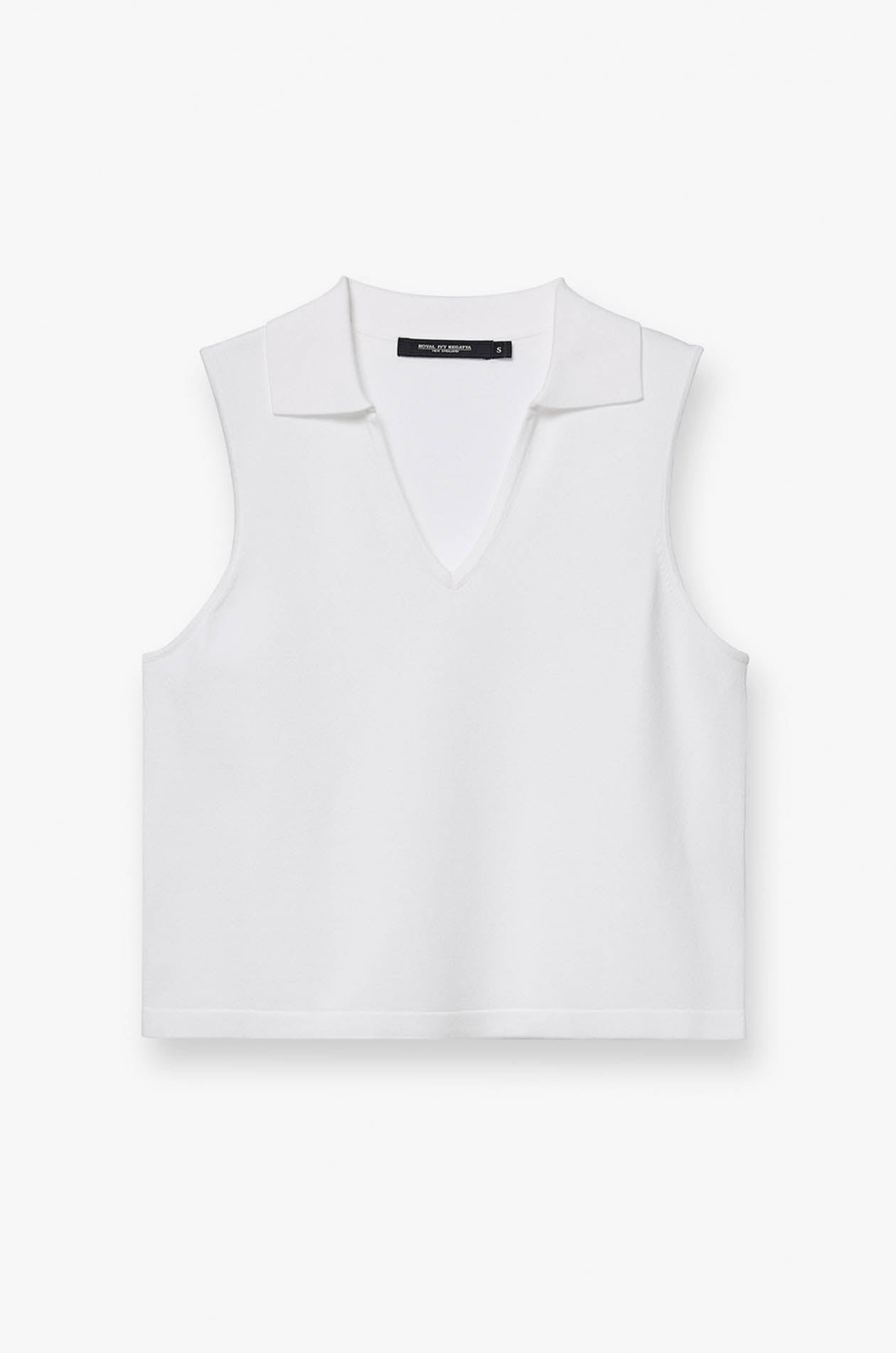 KNITTED COLLARED V-NECK TOP