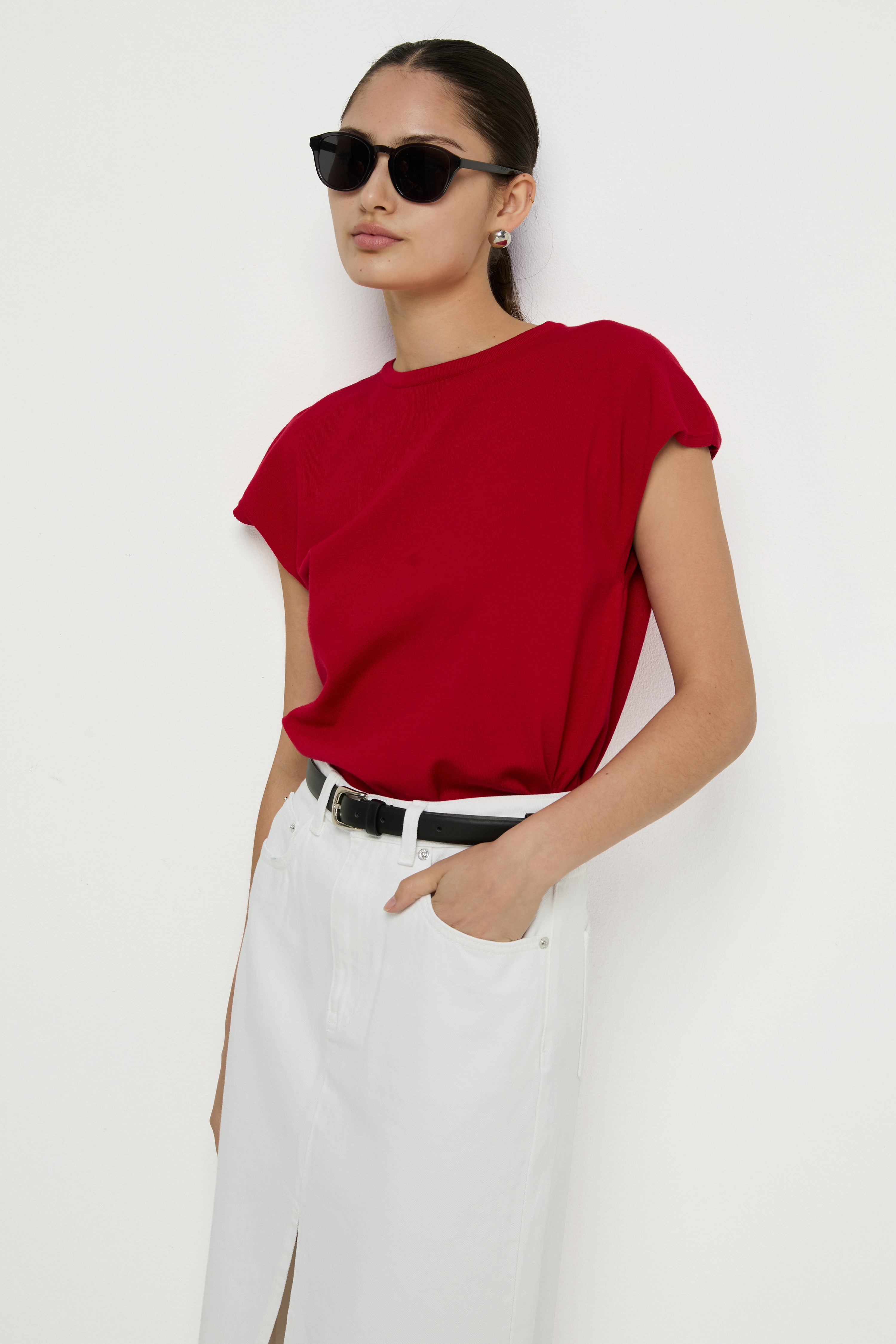 CAP SLEEVE KNITTED TOP