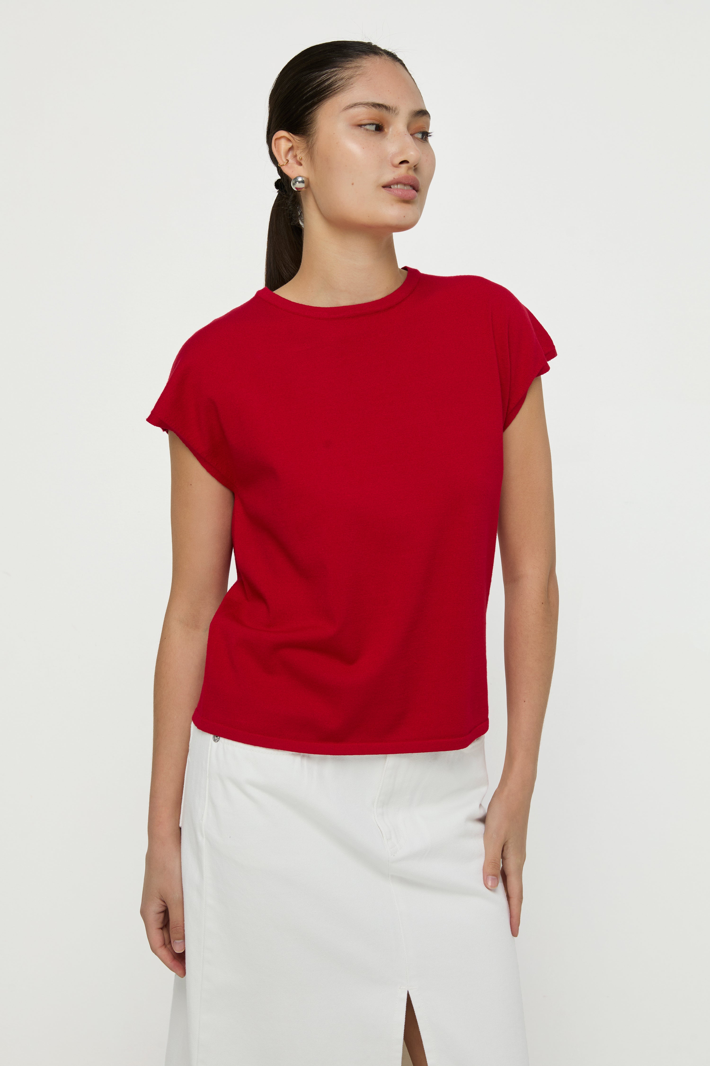 CAP SLEEVE KNITTED TOP