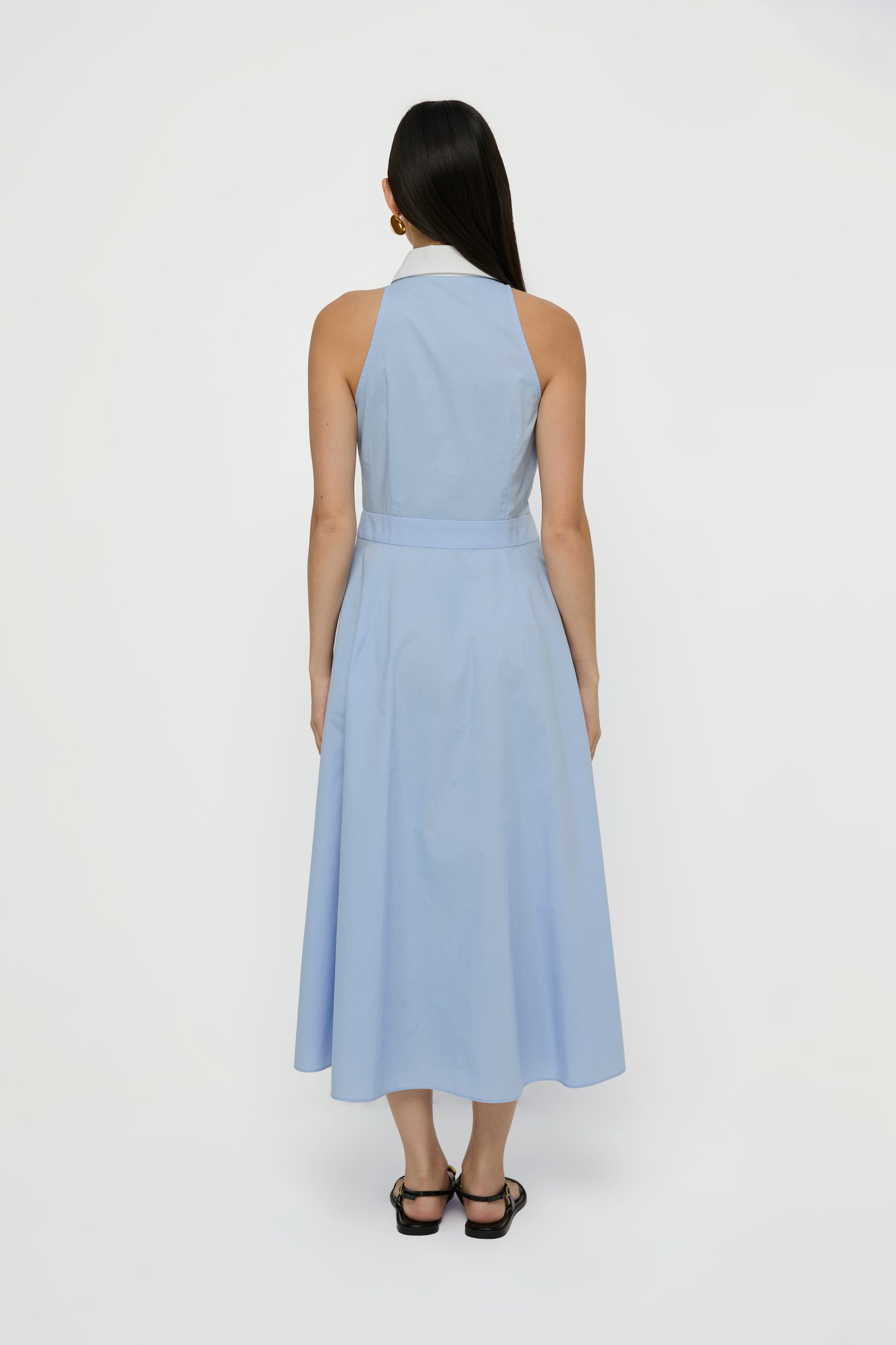 SLEEVELESS COLLARED MIDI DRESS