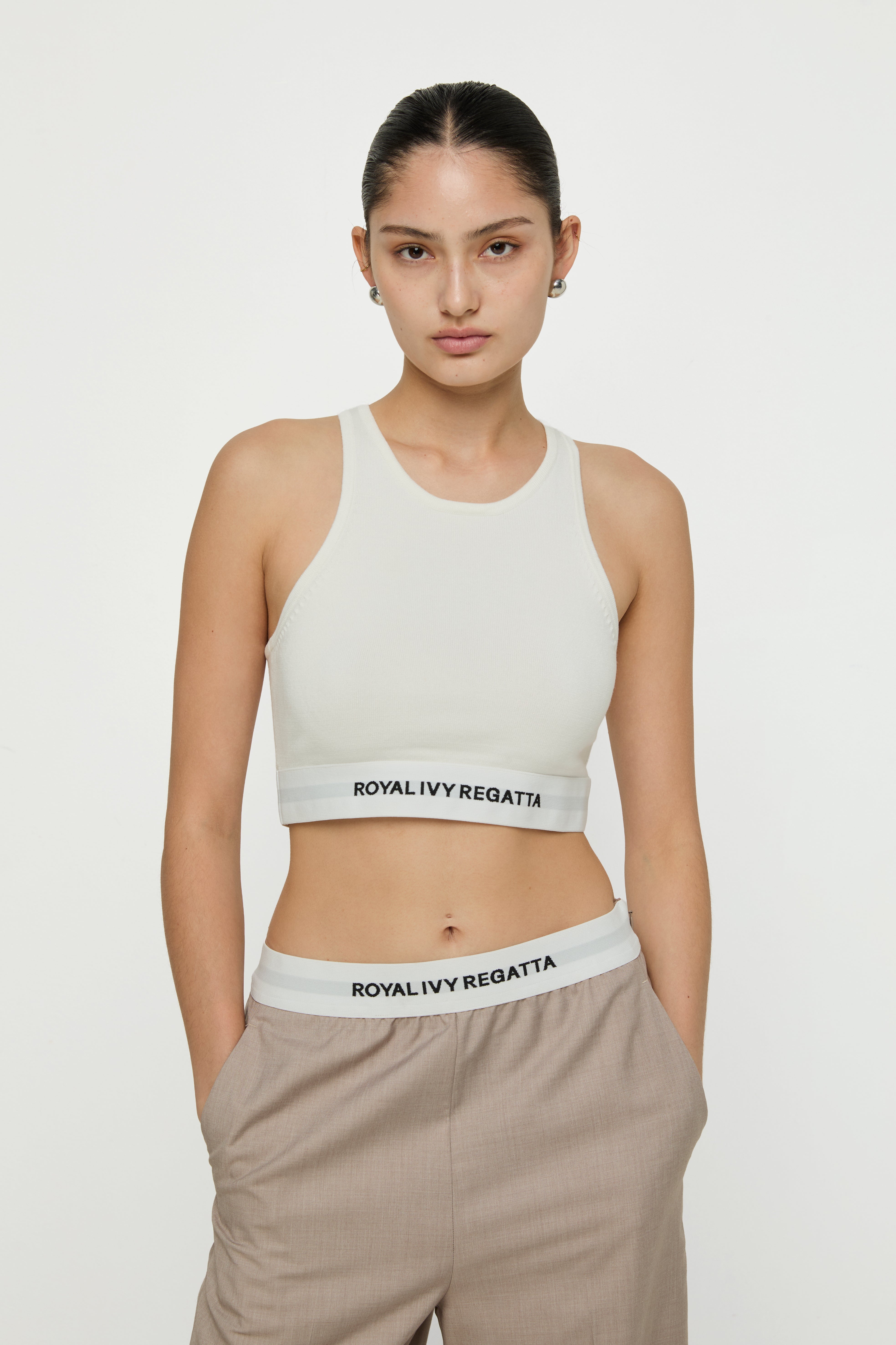 LOGO KNITTED CROP TOP