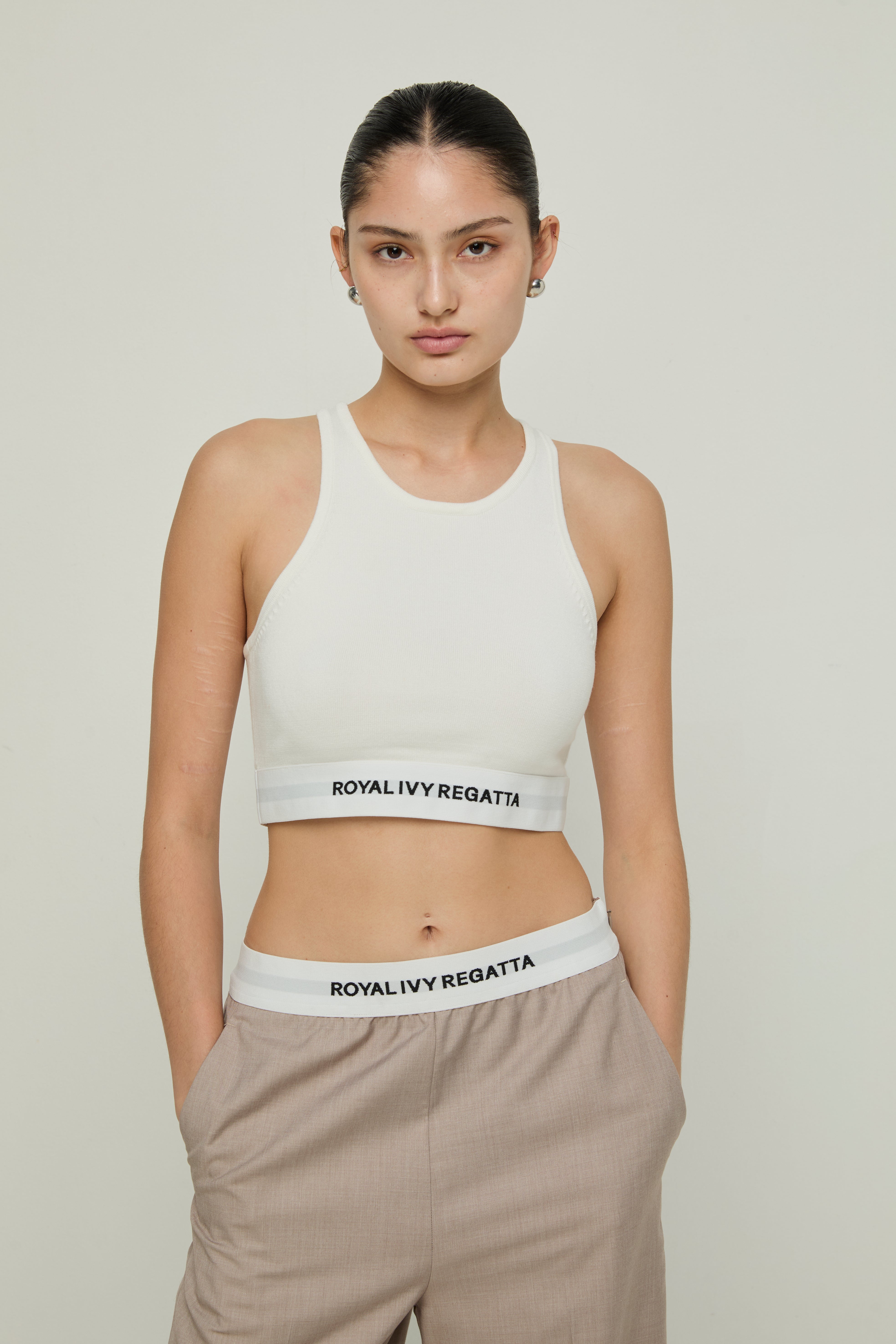 LOGO KNITTED CROP TOP