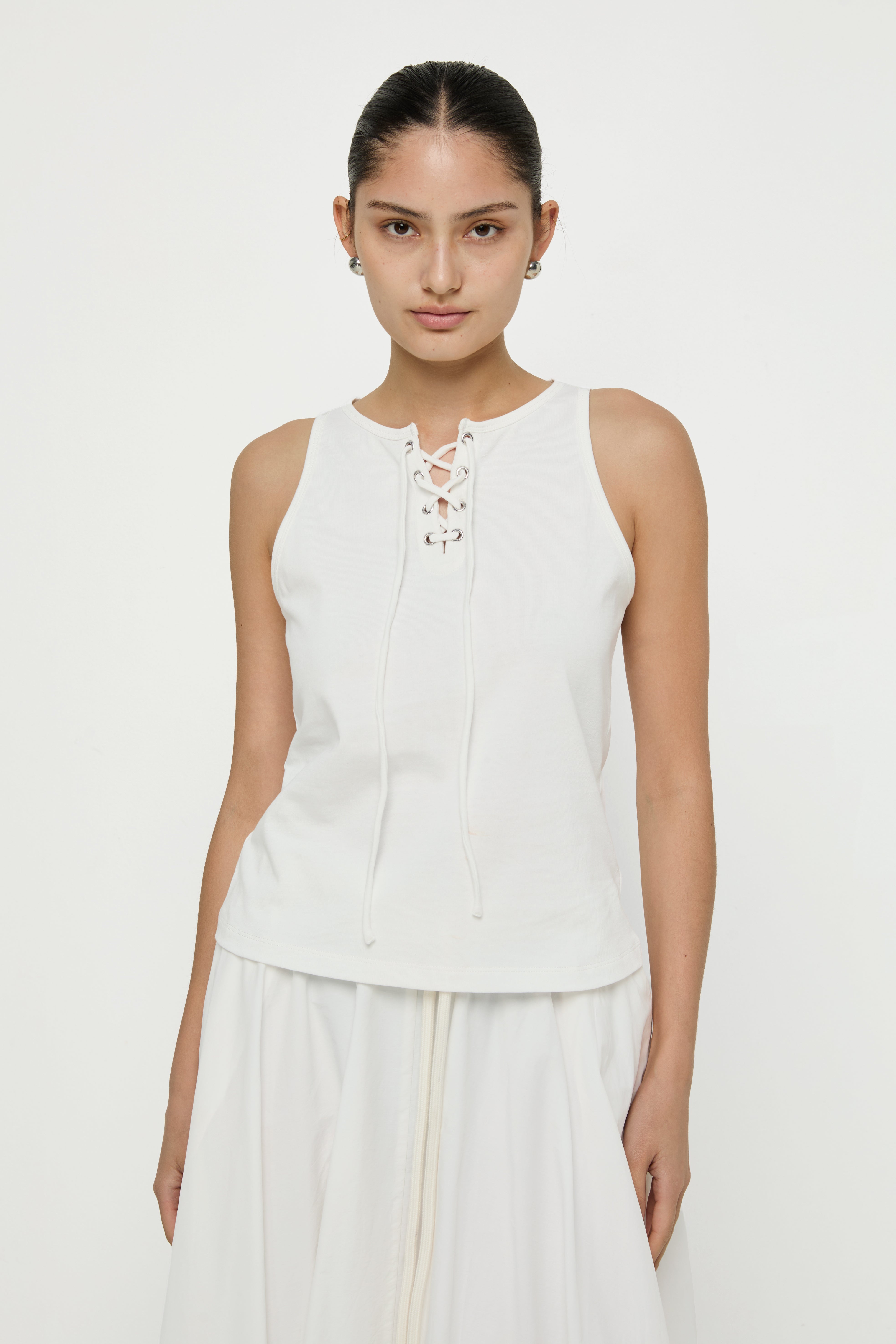 LACE-UP JERSEY TOP