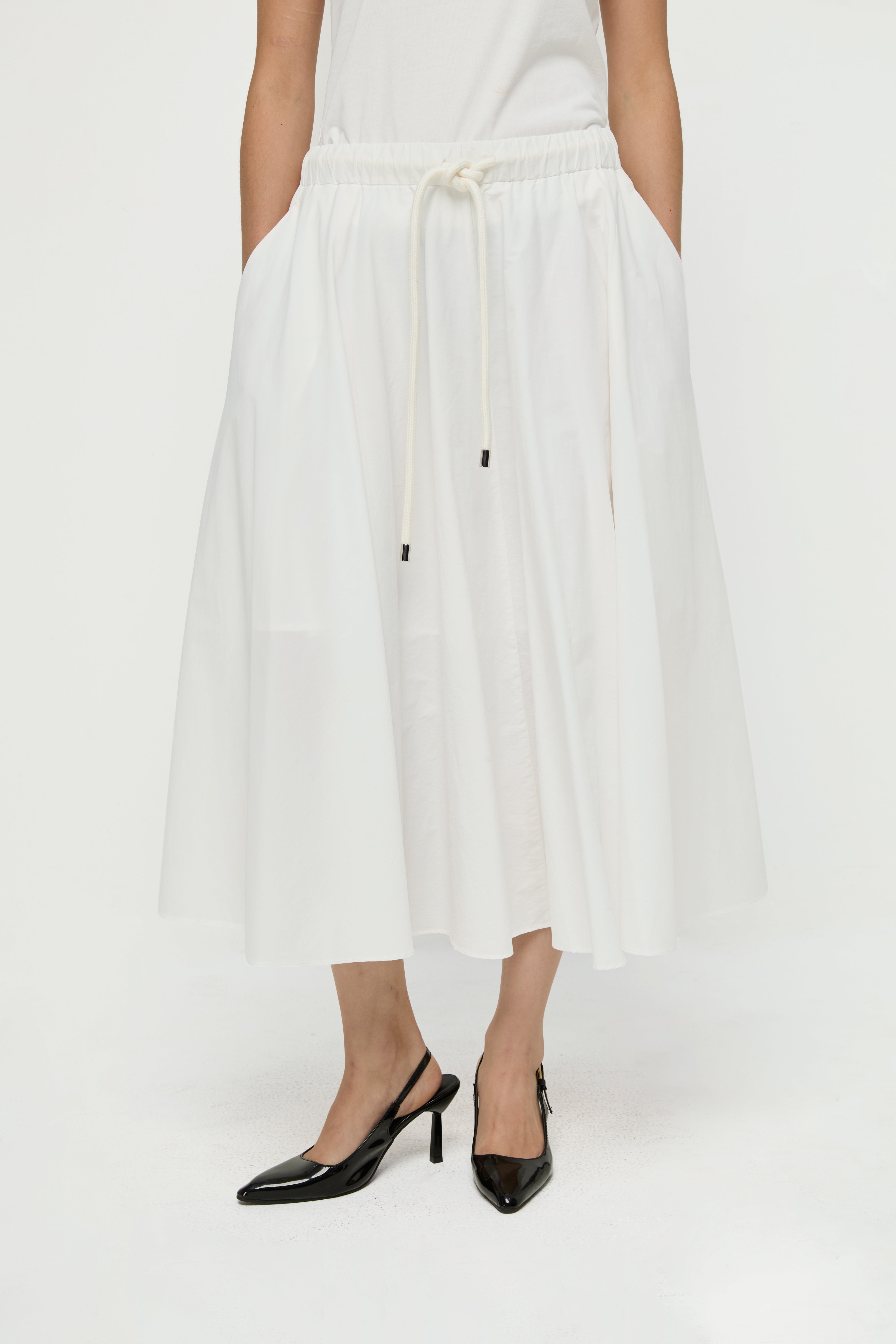 DRAWSTRING MIDI SKIRT