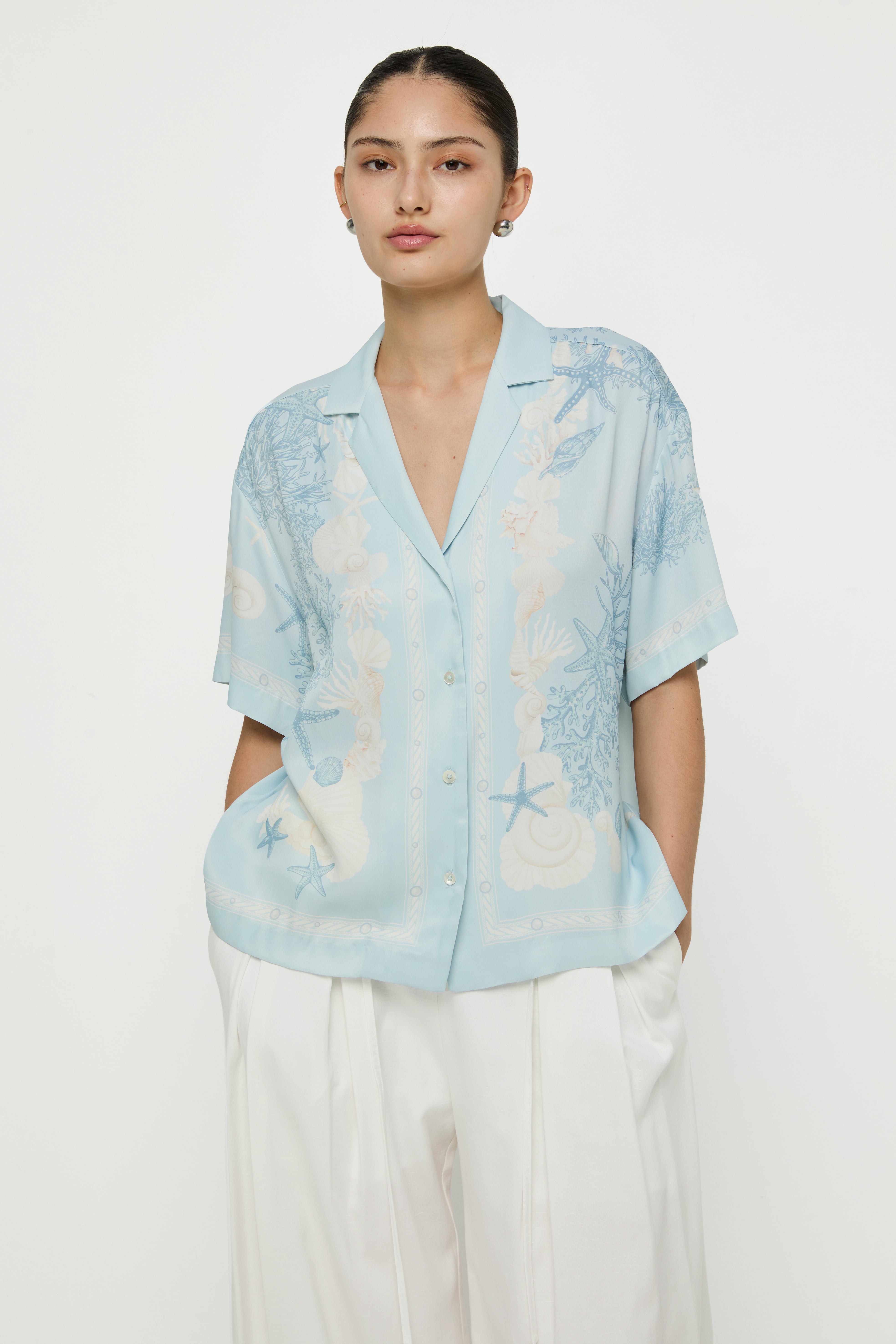 COASTAL PRINT CAMP COLLAR SHIRT
