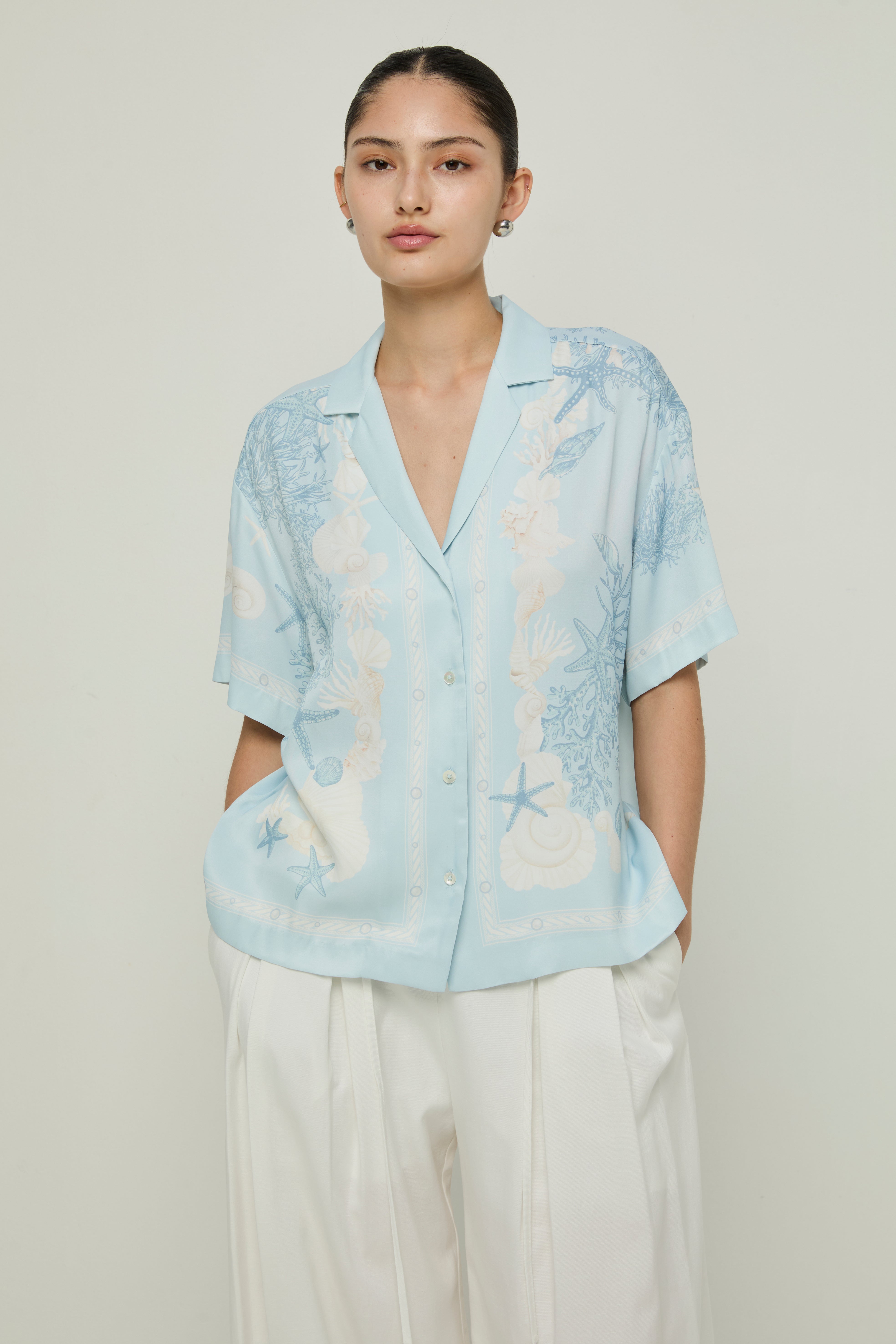 COASTAL PRINT CAMP COLLAR SHIRT