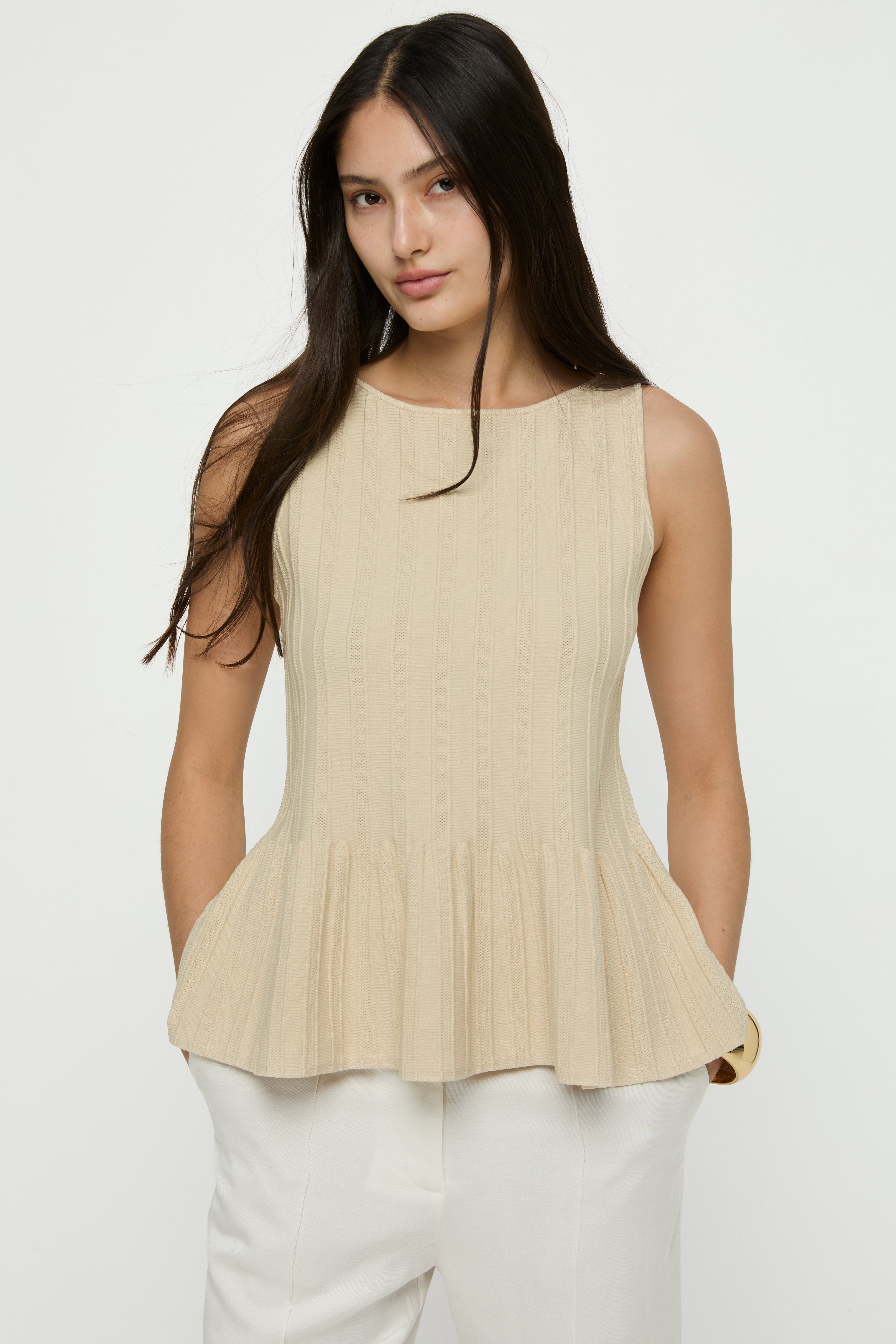 RIBBED PEPLUM TUBE TOP
