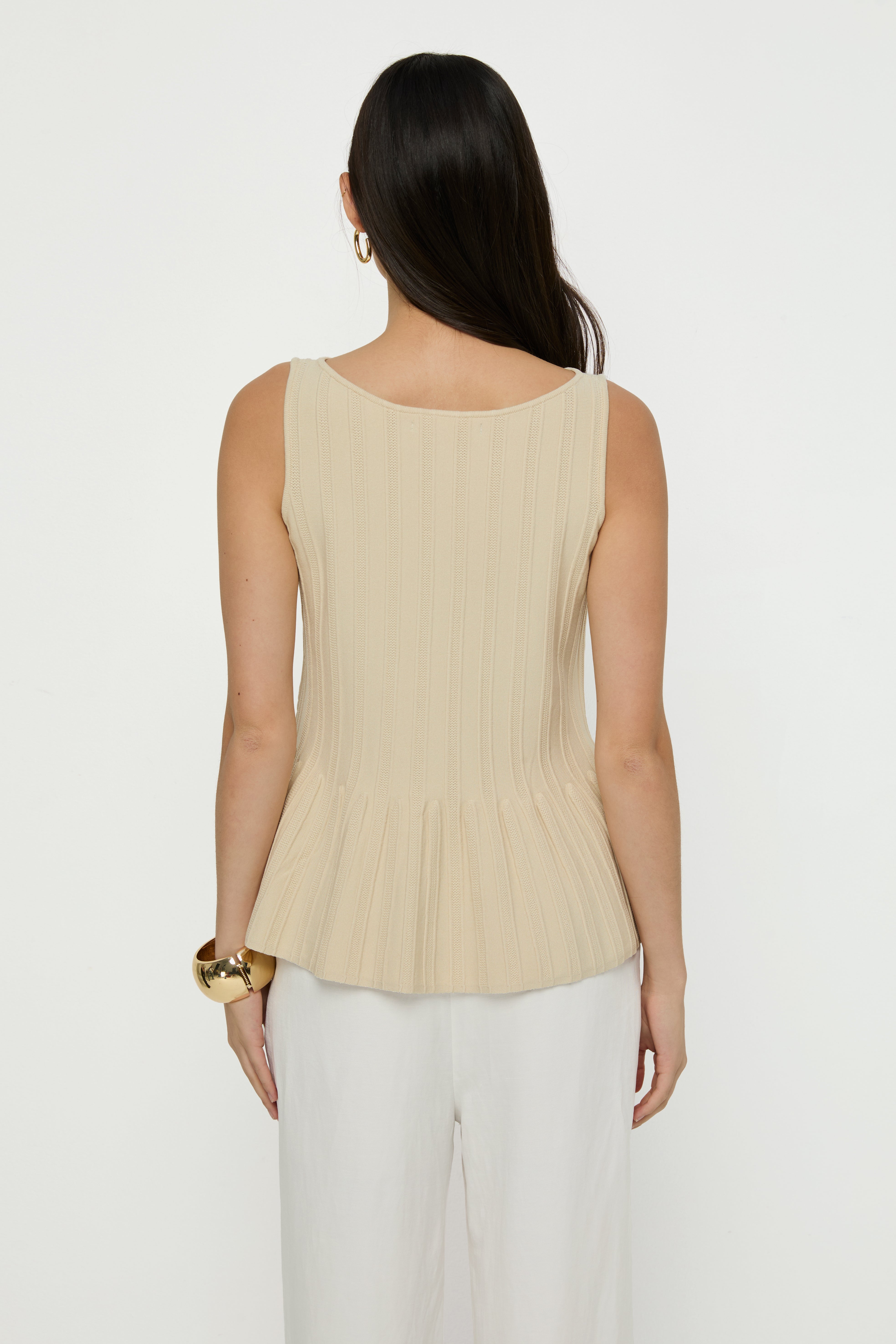 RIBBED PEPLUM TUBE TOP