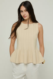 RIBBED PEPLUM TUBE TOP
