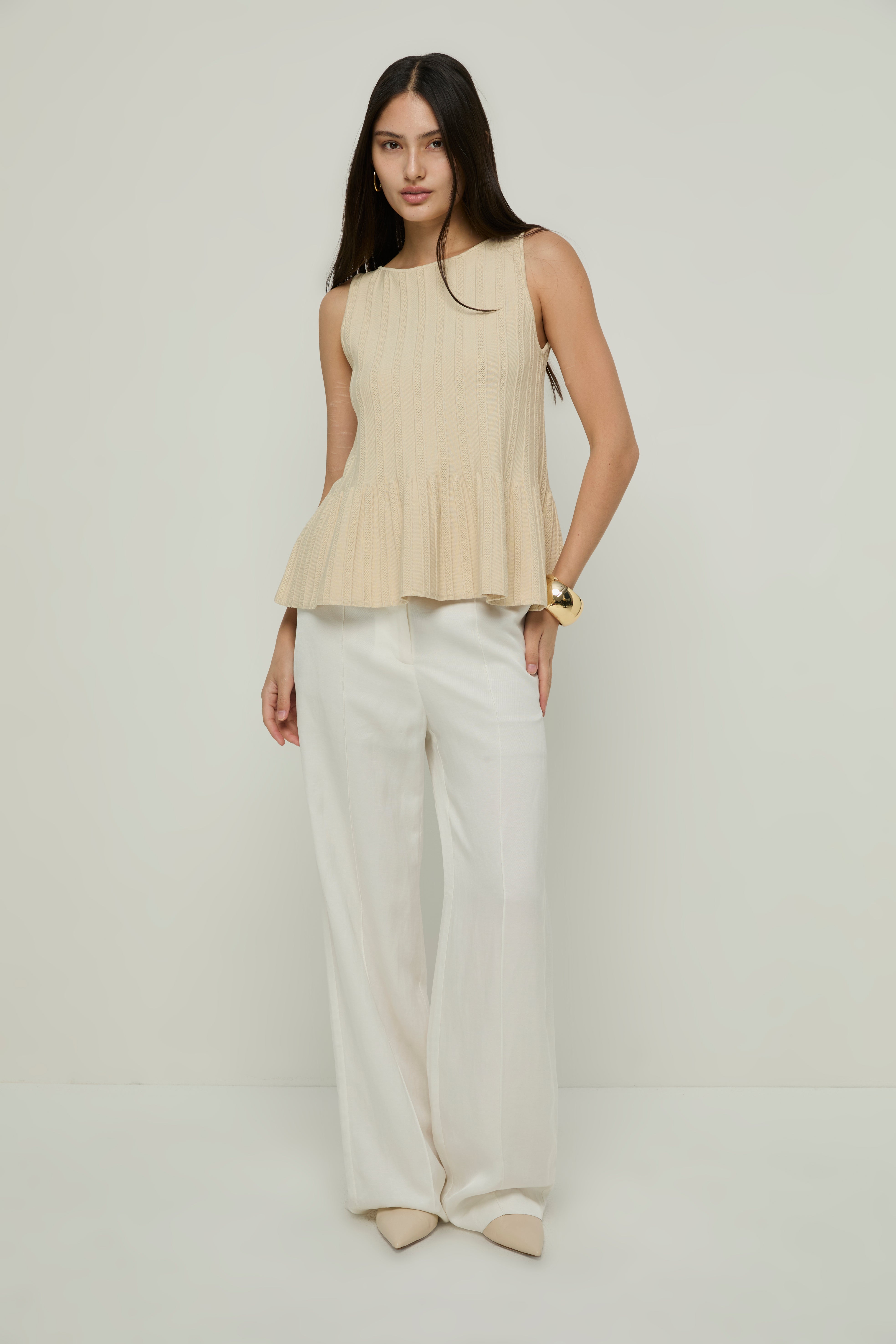 RIBBED PEPLUM TUBE TOP