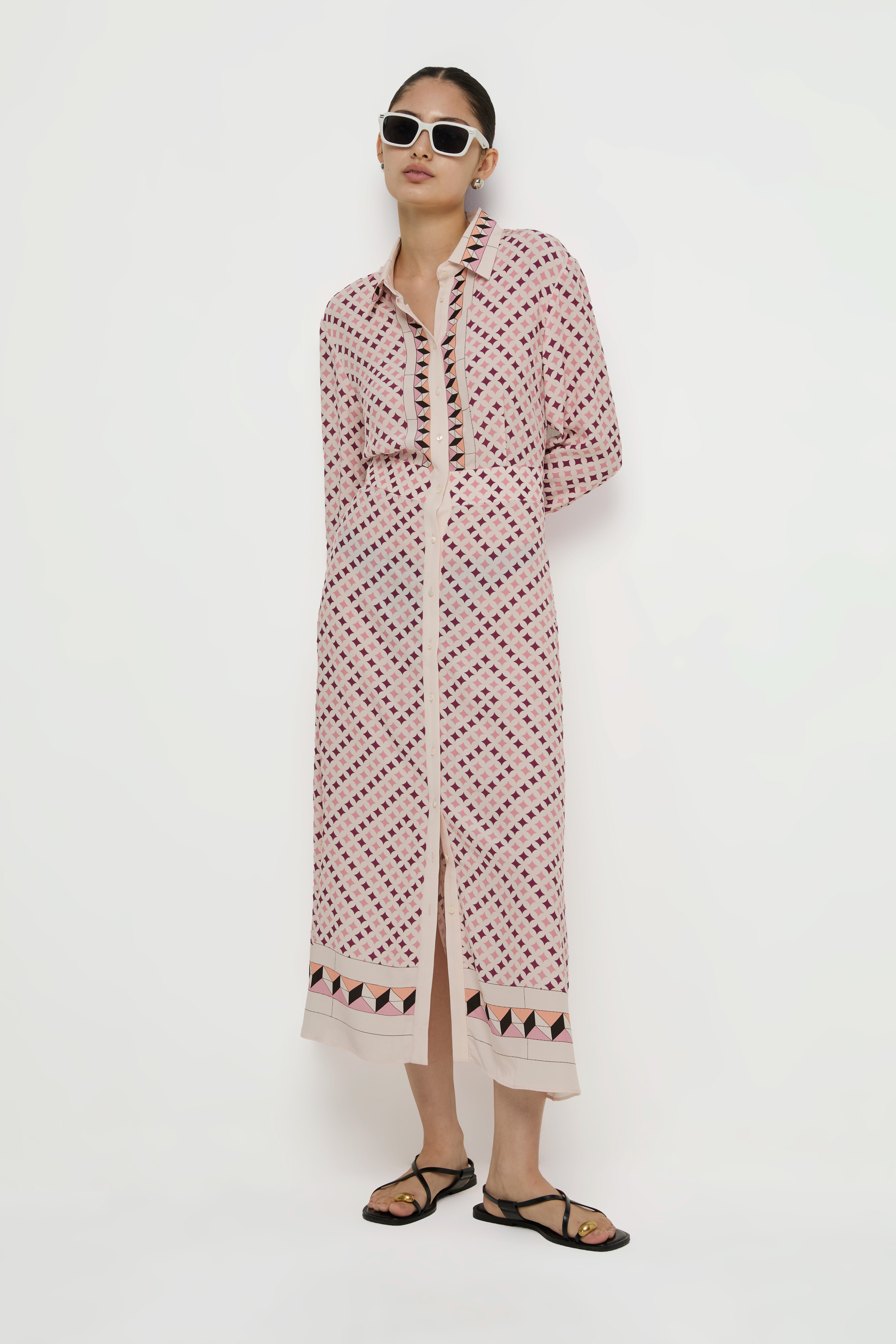 GEOMETRIC PRINT SHIRT DRESS