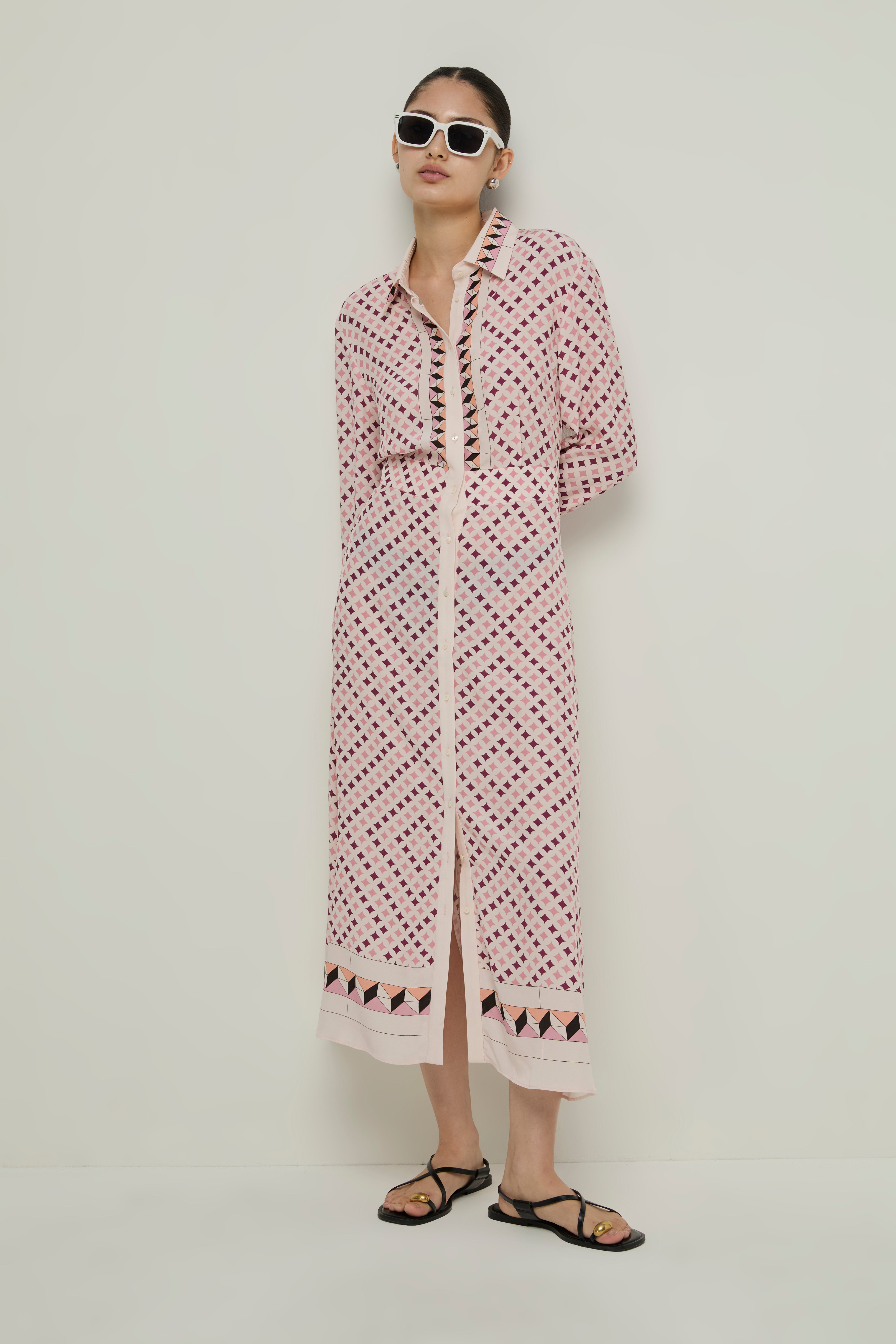 GEOMETRIC PRINT SHIRT DRESS